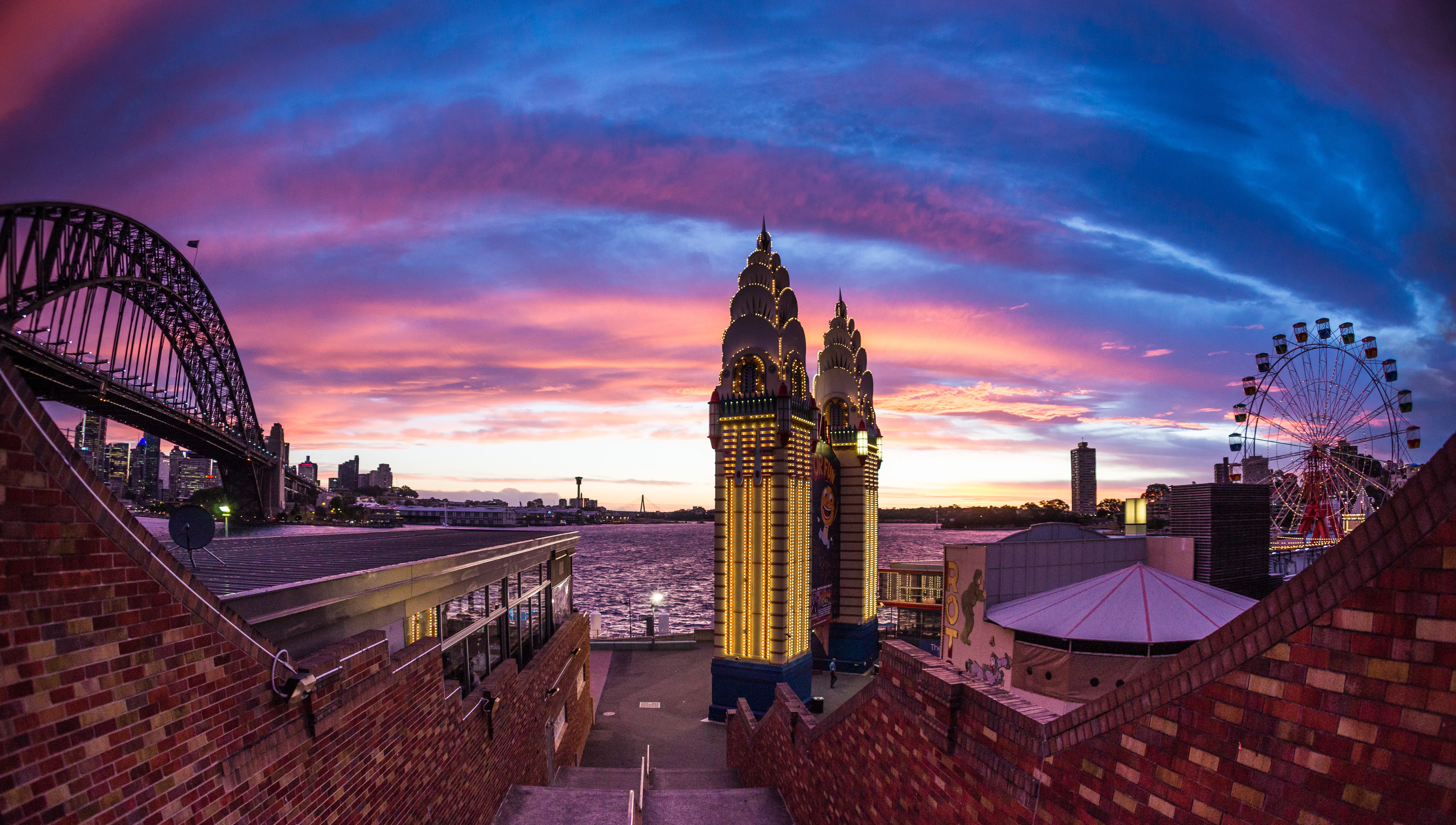cityscape, dusk, Milsons Point  New South Wales, famous Place, Sydney Harbour Bridge, city, tower, Australia, Sunset, urban Skyline, architecture, elizabeth, HD Wallpaper