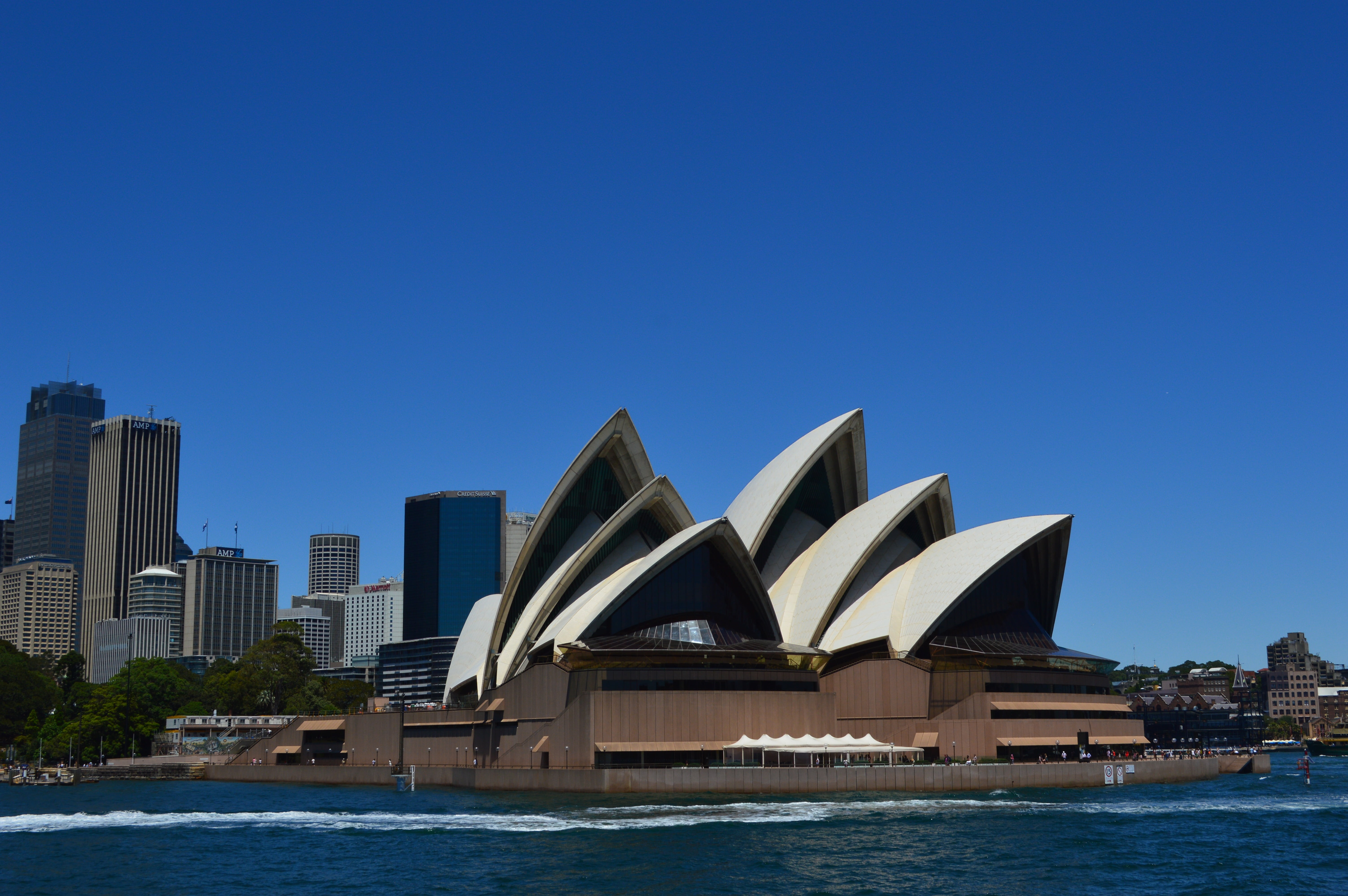 built Structure, clear sky, opera, famous Place, 5K, sky, travel destinations, modern, blue, tiles, building Exterior, skyline, sydney, sea, no people, HD Wallpaper