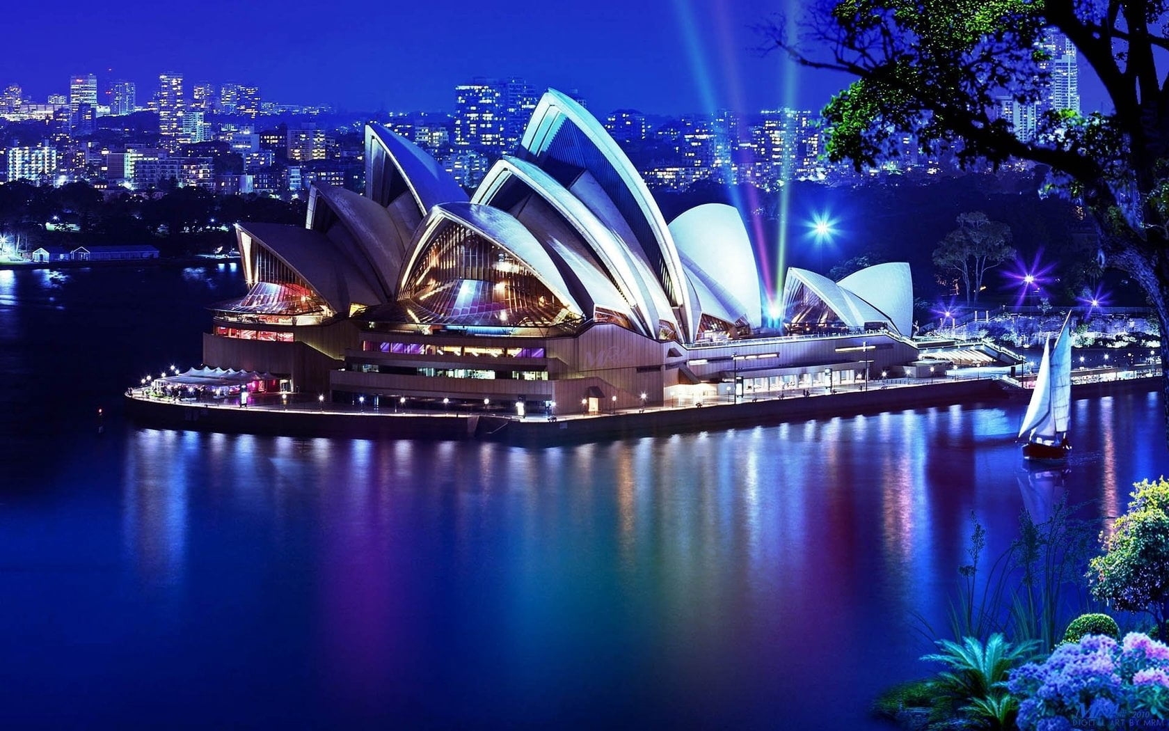 illuminated, australia, sydney Opera House, bridge - Man Made Structure, city, cityscape, singapore, opera House, dusk, building Exterior, sea, travel, HD Wallpaper