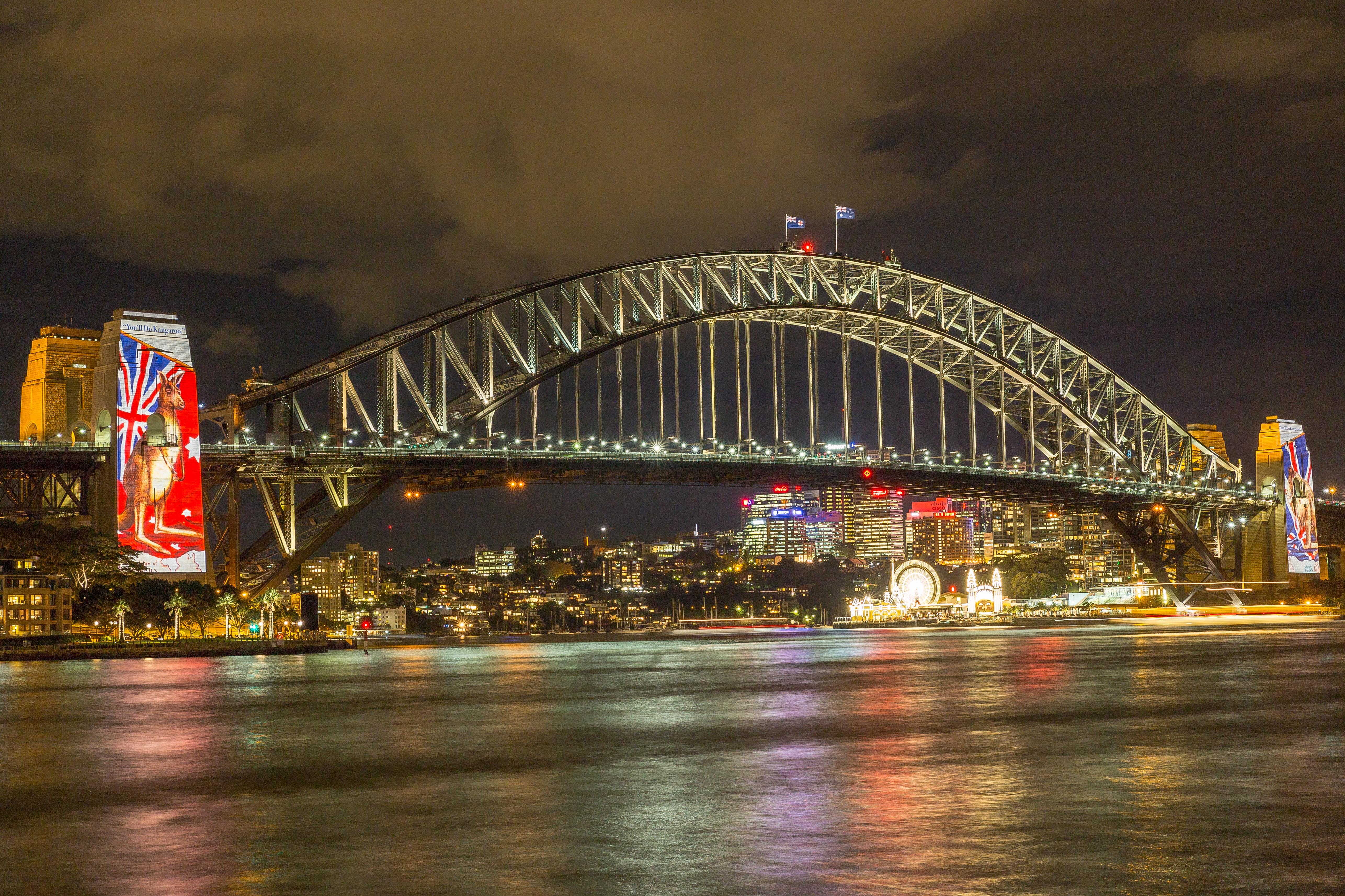 harbourbridge, downtown, office building exterior, connection, australia, light, arch bridge, district, cityscape, building exterior, 5K, outdoor, harbour, HD Wallpaper