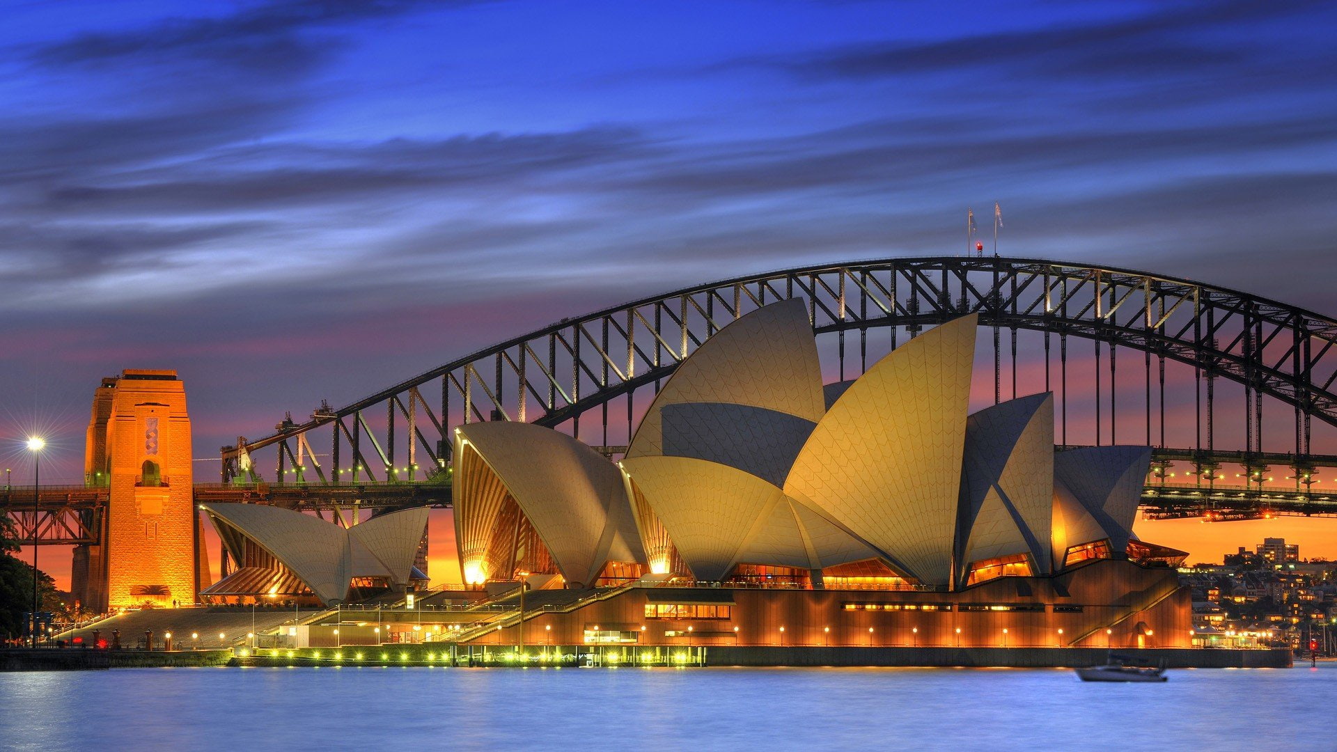 opera, night, harbor, australia, 1080P, house, sydney, bridges, HD Wallpaper