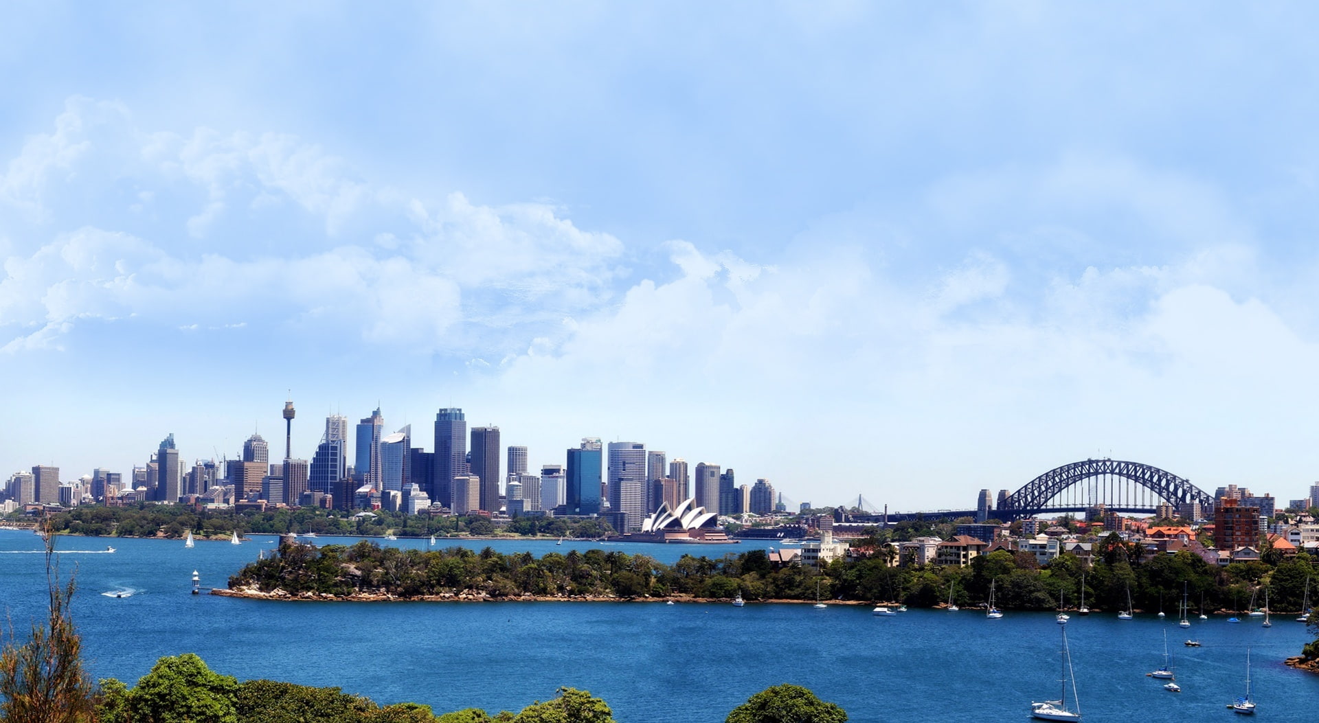 modern, buildings, sky, waterfront, building exterior, building, skyscraper, nature, residential district, cloud - sky, 1080P, no people, Sidney, landscape, HD Wallpaper