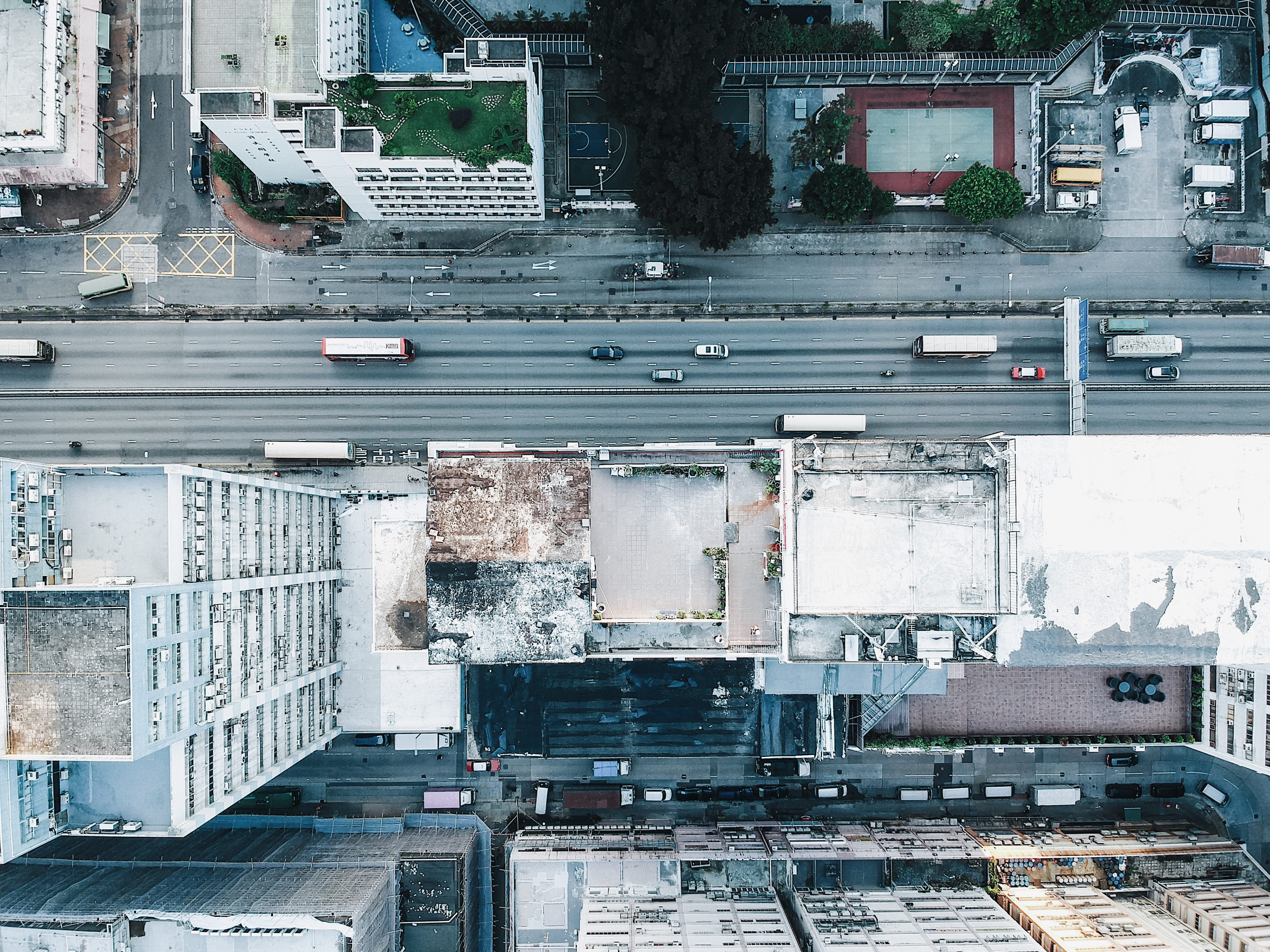 hong kong, building, transportation, street, architecture, road, drone, hongkong, day, lifestyle, ariel, outdoors, buliding, high angle view, city life, HD Wallpaper