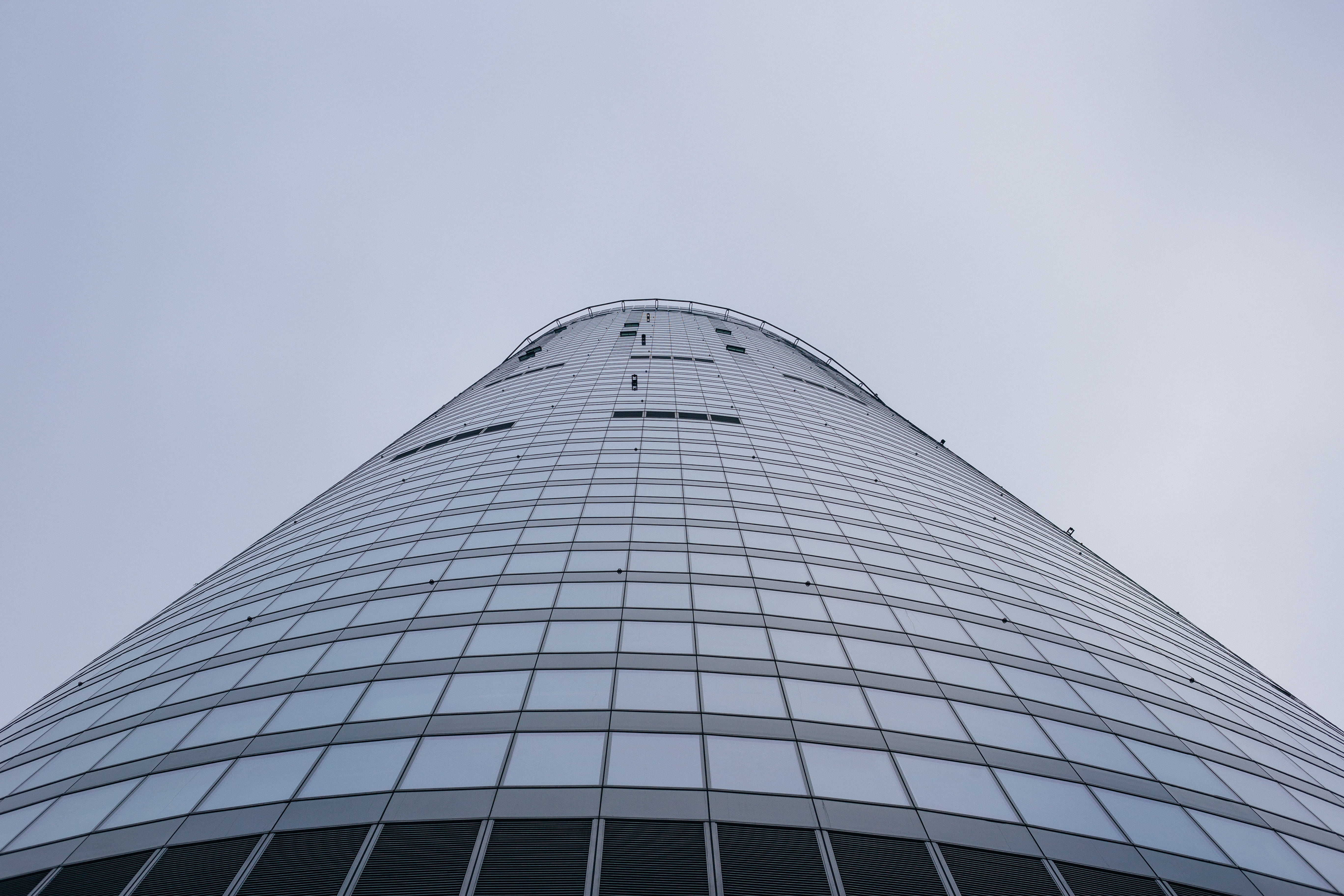 building, offices, 5K, buliding, glass - material, low angle view, apartament, windows, minimalism, office, tallest buliding, sky tower, wall, street, HD Wallpaper