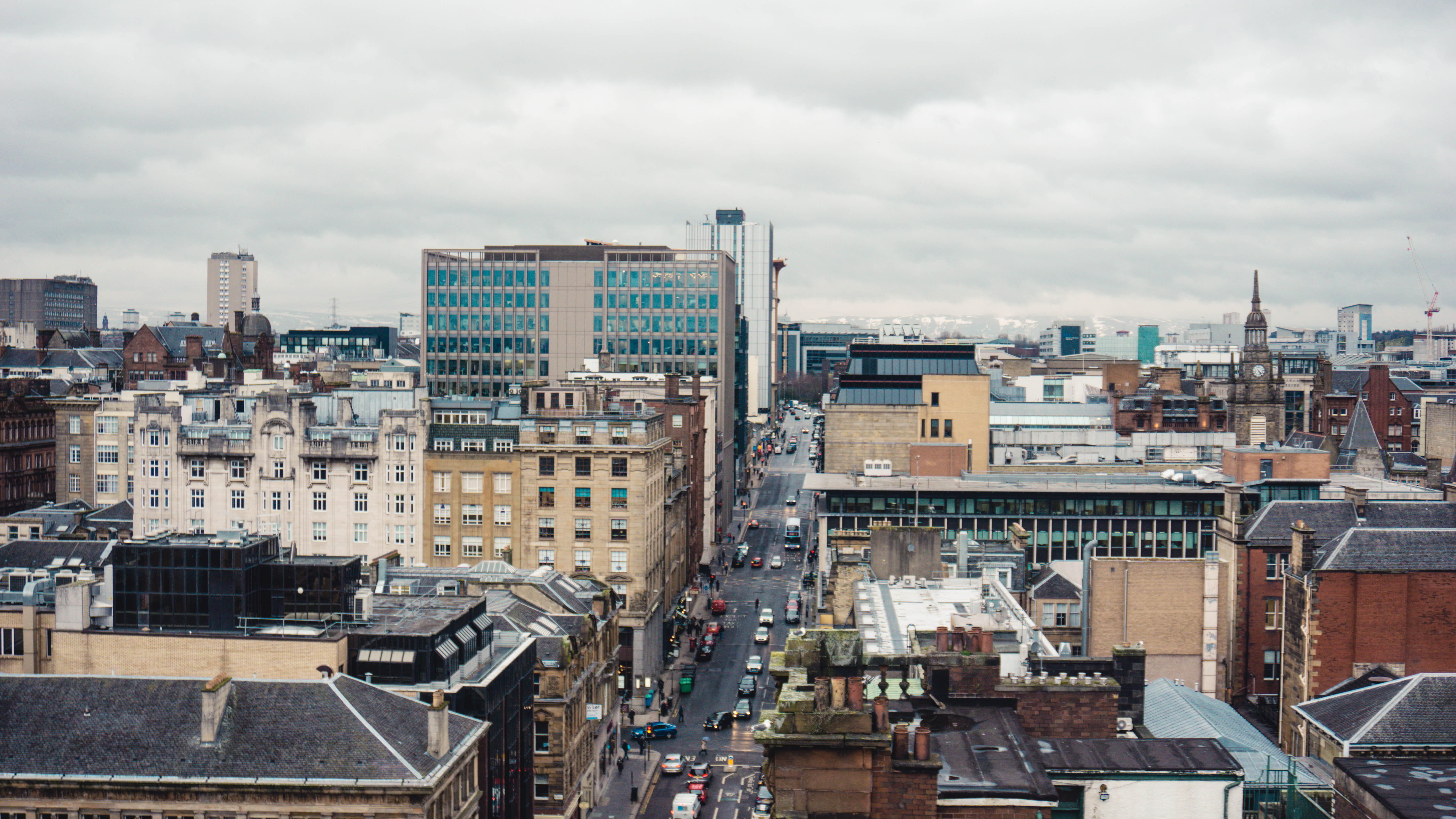 residential district, built structure, apartment, crowded, crowd, united kingdom, day, cityscape, city, 5K, cloud - sky, nature, building, glasgow, high angle view, HD Wallpaper