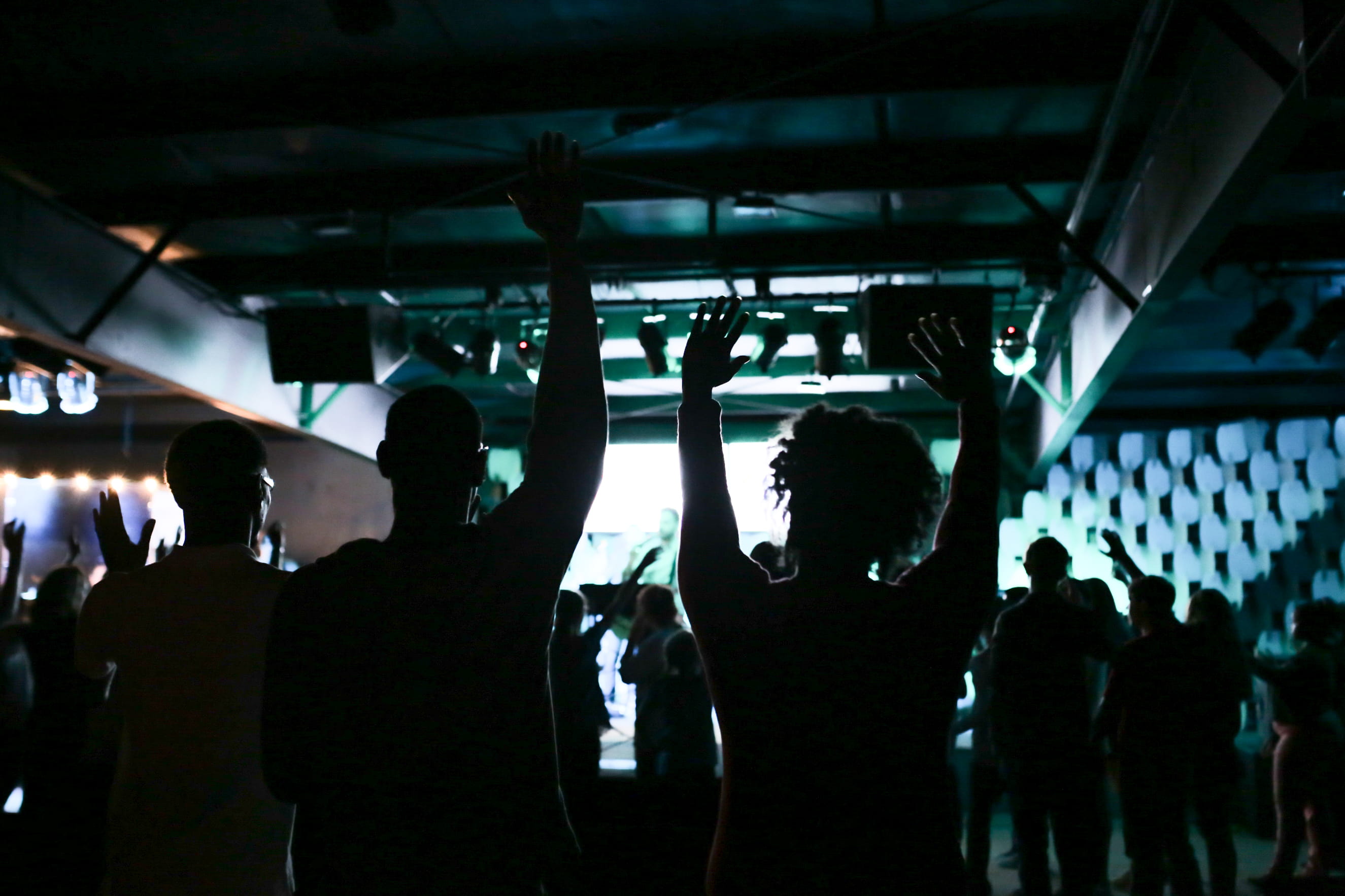 ceiling, rear view, lighting equipment, arts culture and entertainment, lifted, church, worship, illuminated, hands lifted, youth camp, real people, leisure activity, HD Wallpaper