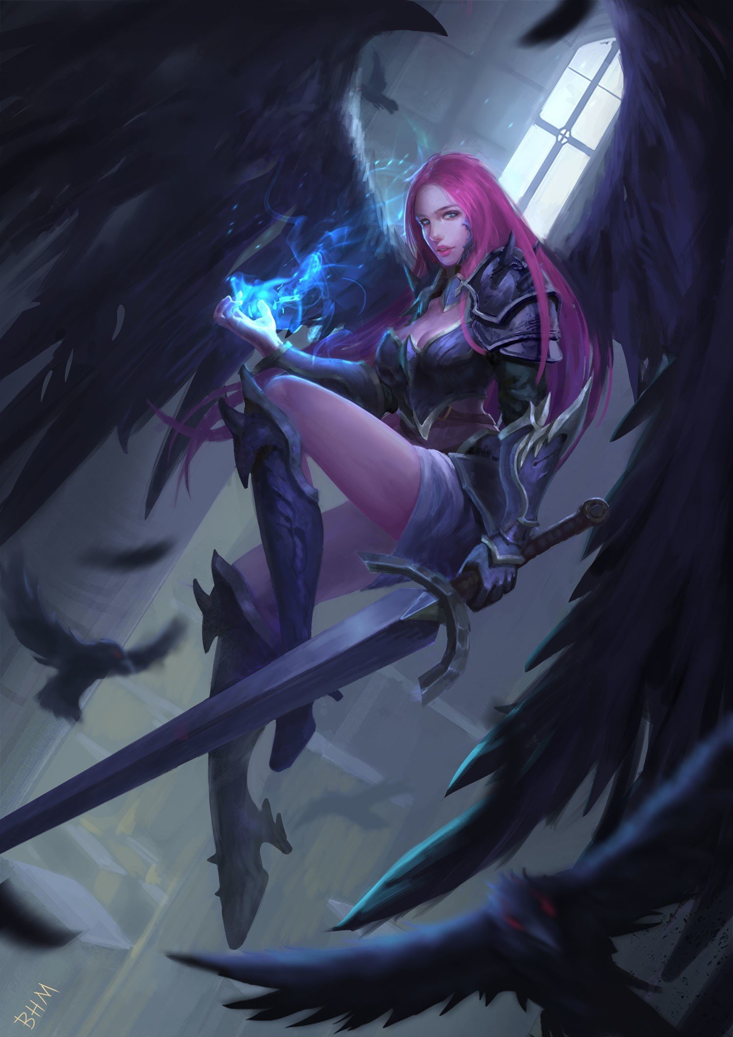 sword, px, people, 1080P, 1500x2122 px, art, fantasy, Warrior, fantasy art, Angel, clarke, x, hd, mellisa, magic, Phone HD Wallpaper