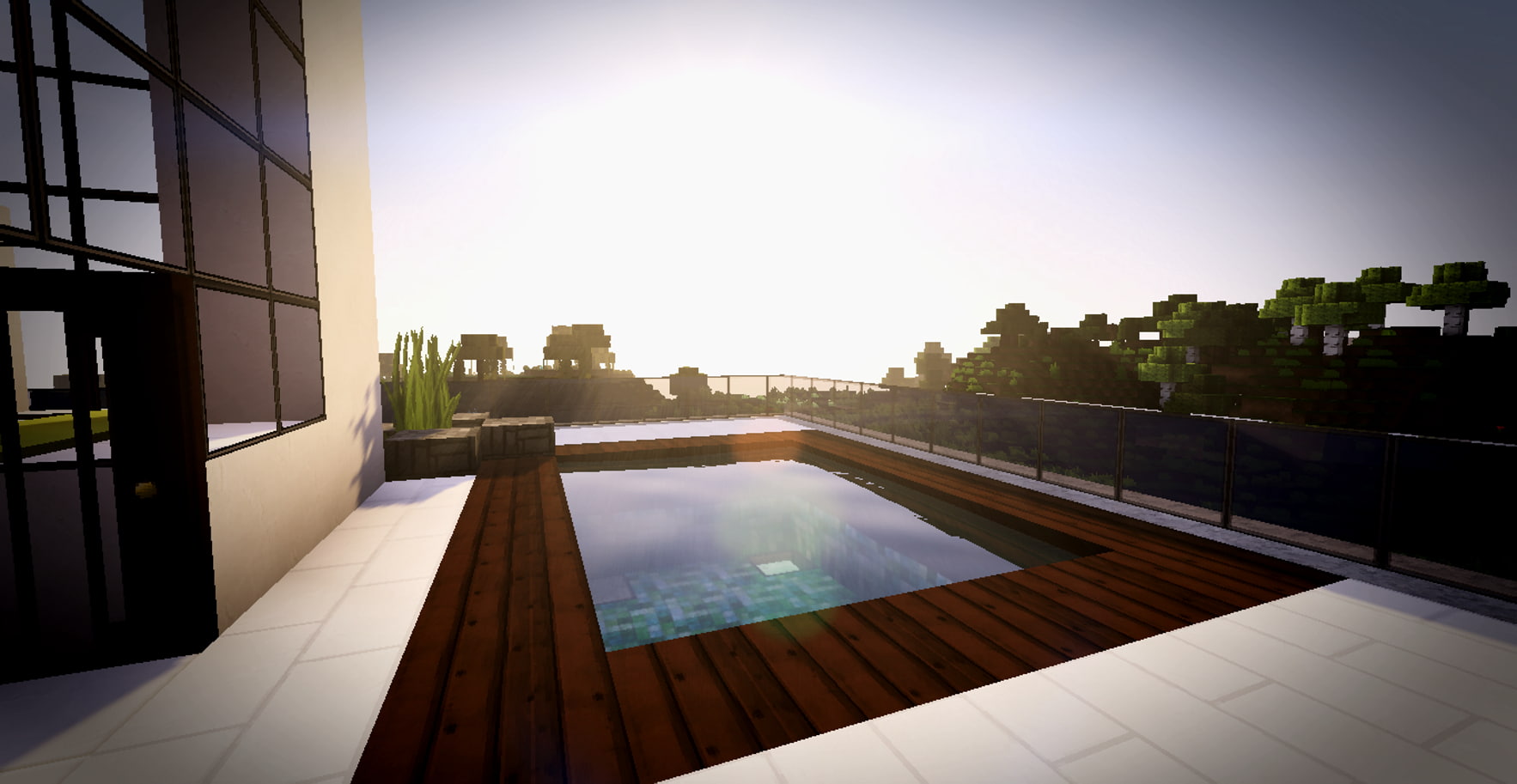 720P, swimming pool, Minecraft, landscape, HD Wallpaper