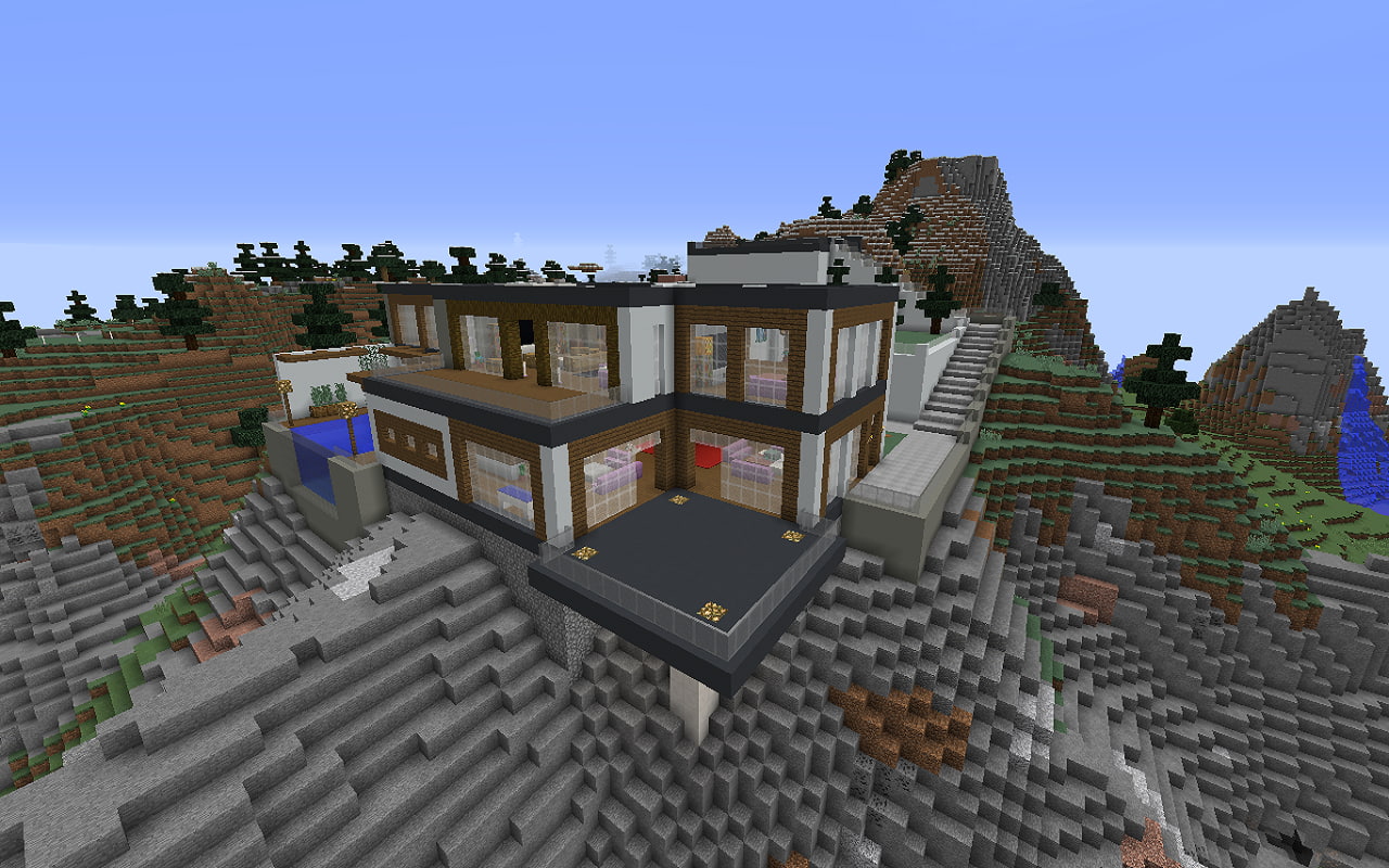 religion, building, landscape, modern, plant, staircase, built structure, Minecraft, no people, city, 720P, day, house, travel destinations, place of worship, HD Wallpaper