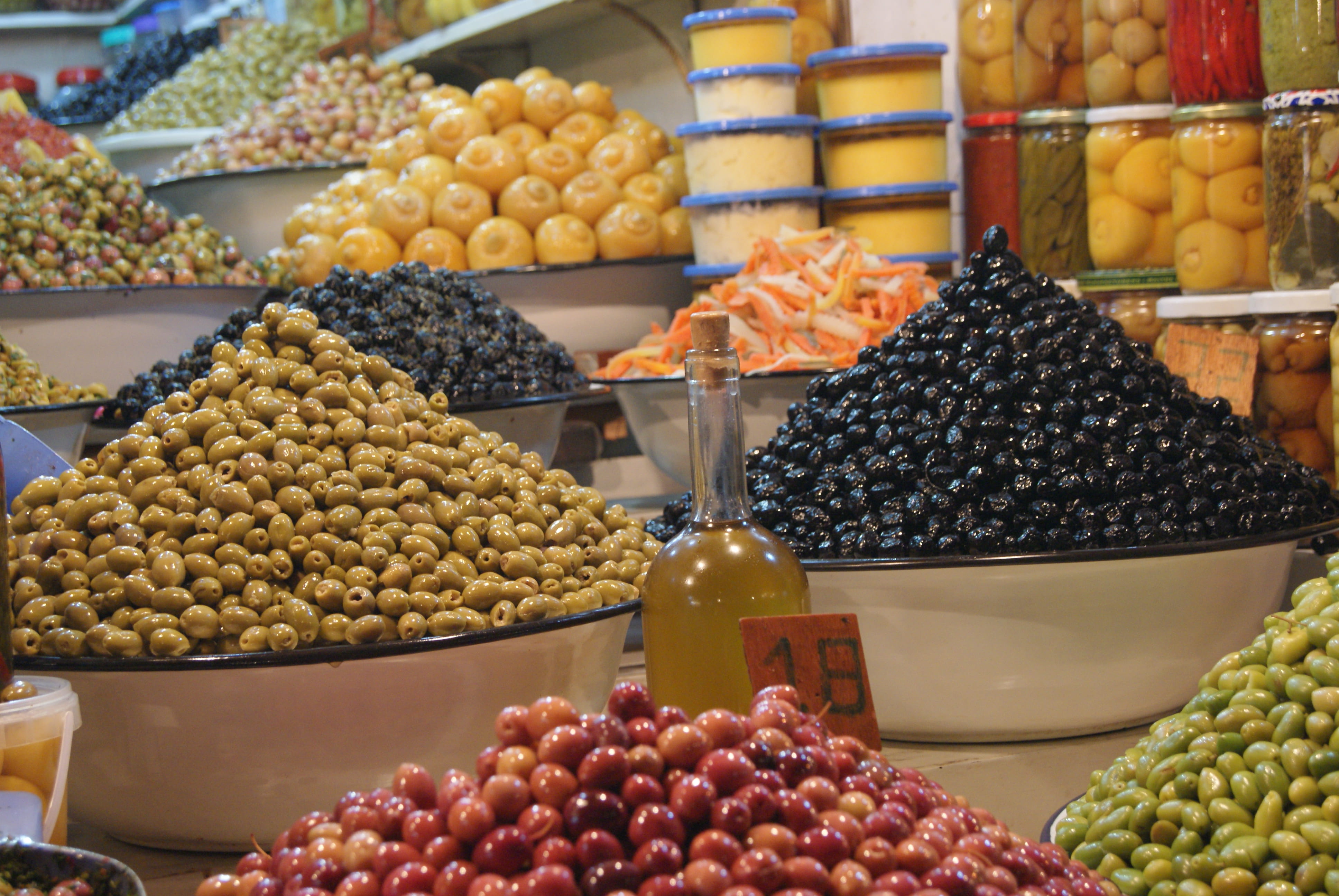 freshness, fruit, large group of objects, for sale, ripe, food and drink, food, marrakech, olive, healthy eating, choice, business, morocco, olives, jemaa el-fna, HD Wallpaper