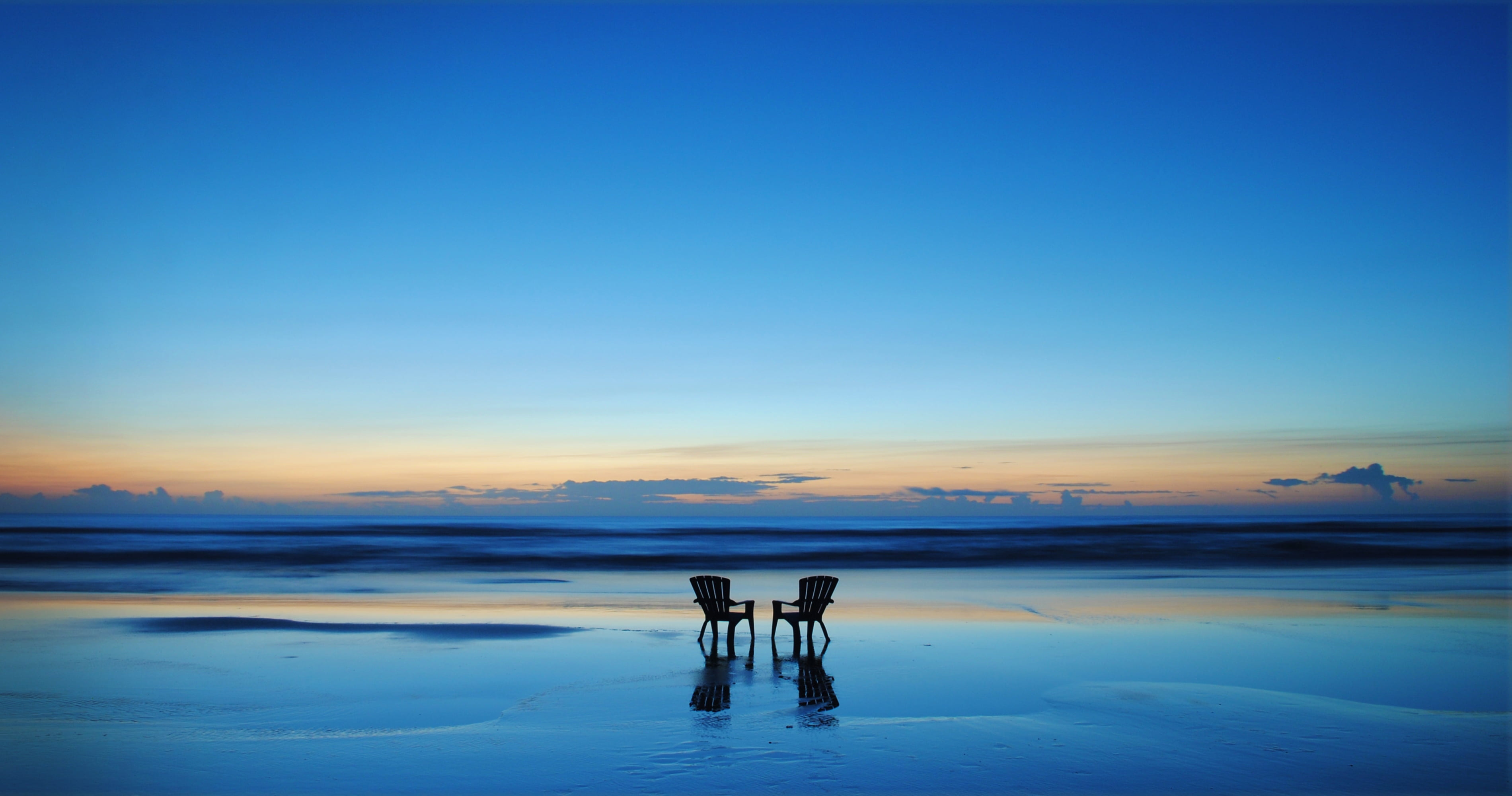 scenics - nature, nature, sky, beach, togetherness, leisure activity, sea, two, sunset, HD, tranquility, domestic, fullscreen, real people, adirondack, HD Wallpaper