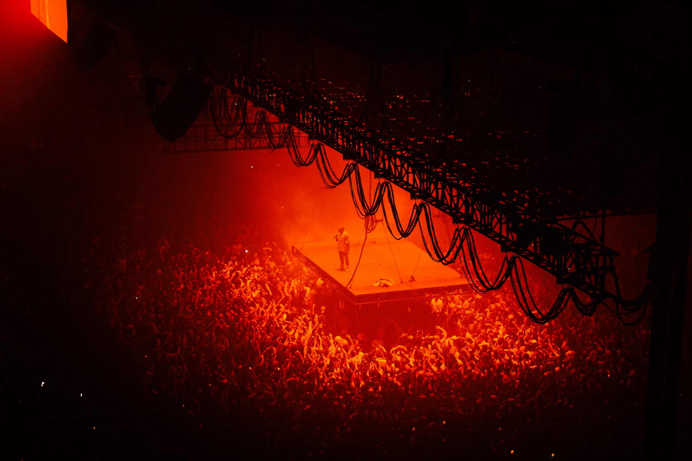 artist, backgrounds, high angle view, orange color, standing, pit, crowd, light, nightlife, person, wall - building feature, 1080P, night, glowing, mosh, HD Wallpaper