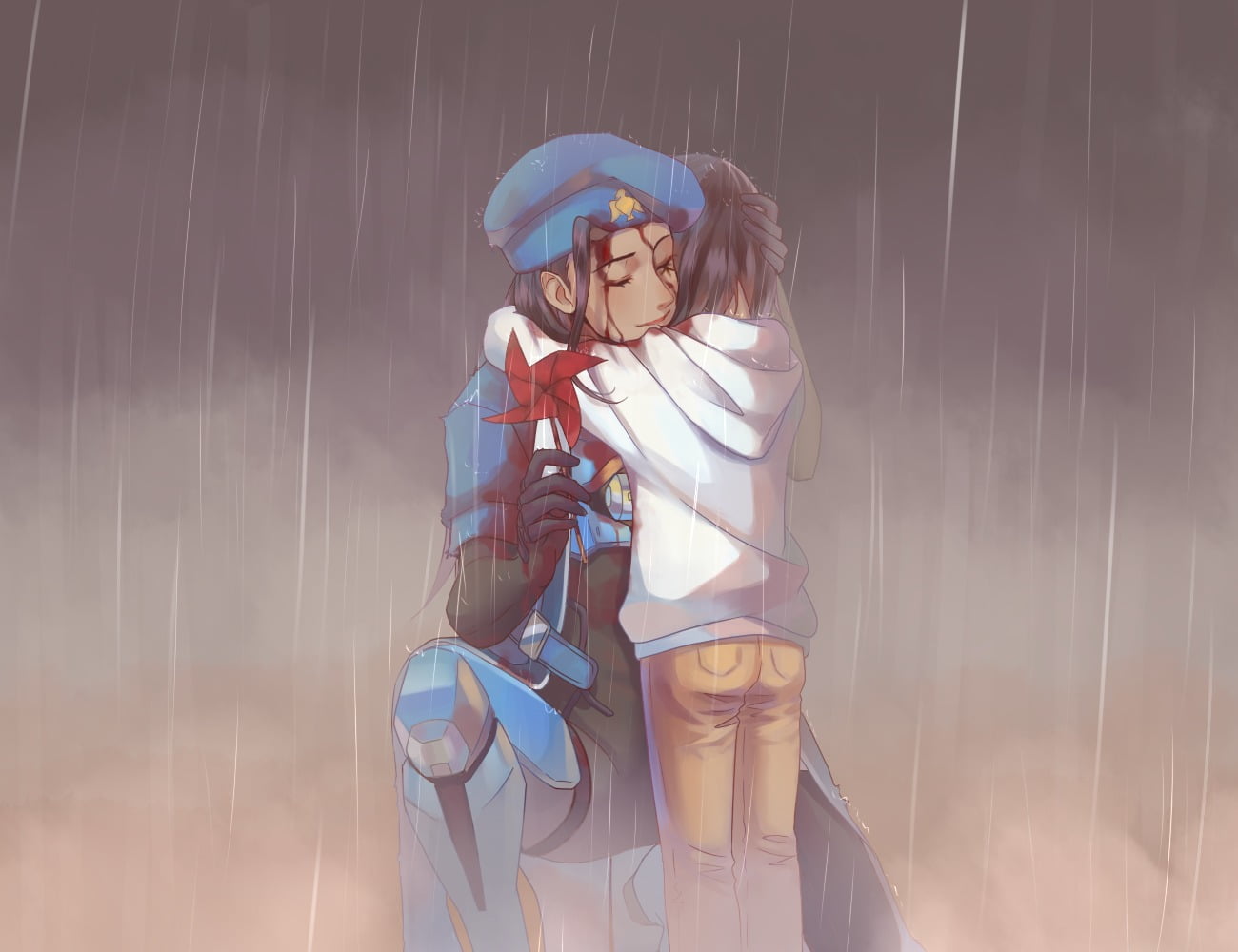 Overwatch, young adult, holding, smiling, portrait, Pharah (Overwatch), hugging, young women, activity, beautiful woman, one person, outdoors, man, animated, HD Wallpaper