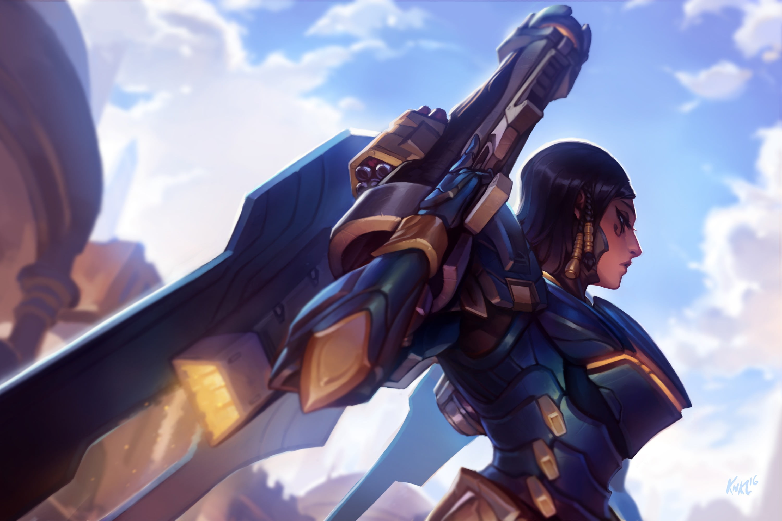 real people, rifle, robotic, males, armor, people, gun, activity, sunlight, cloud - sky, Overwatch, outdoors, animated, weapon, digital, character, men, HD Wallpaper