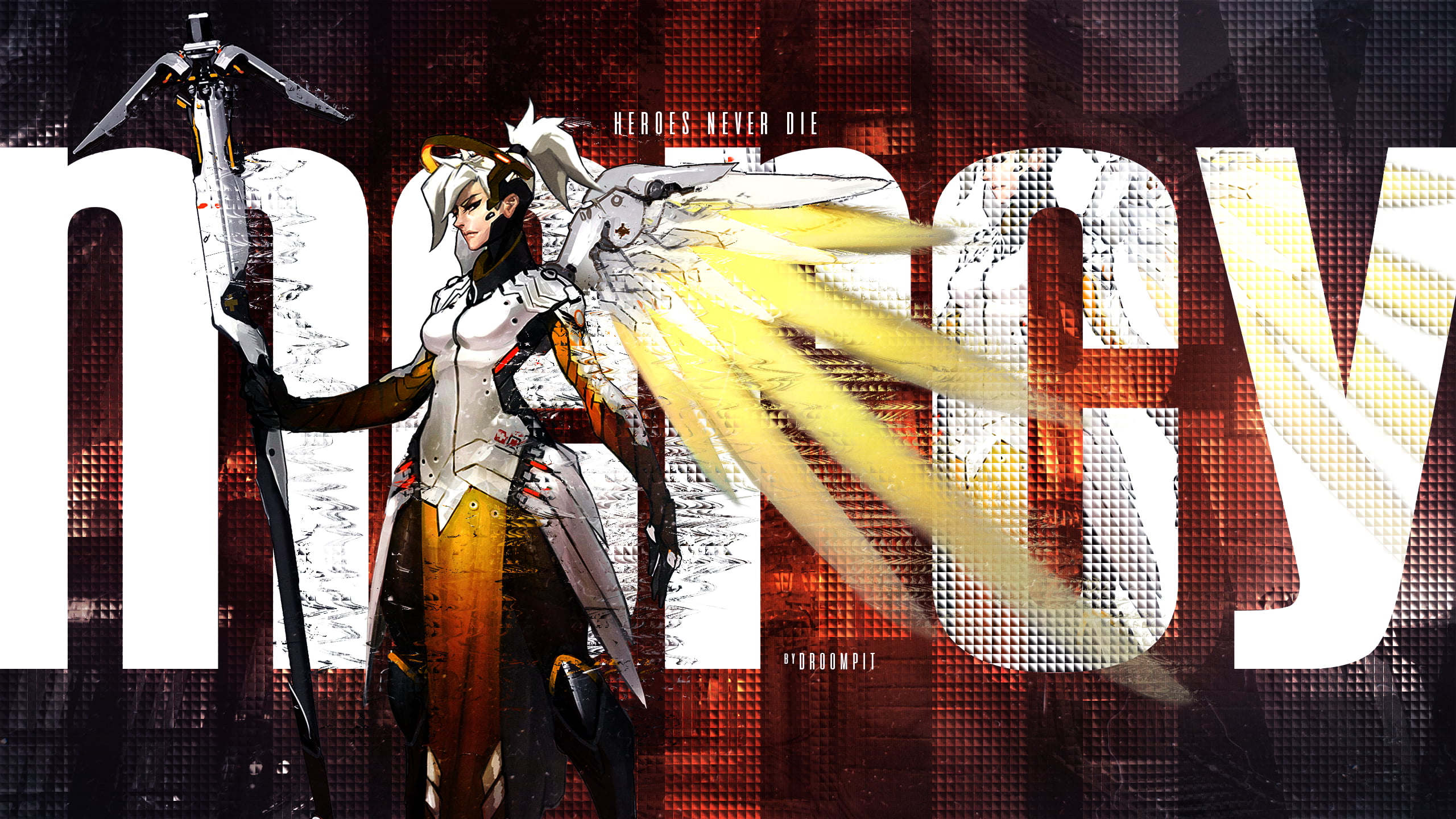 mercy, art and craft, wall, Overwatch, graphic, creativity, representation, day, architecture, wall - building feature, male likeness, 2K, mannequin, HD Wallpaper