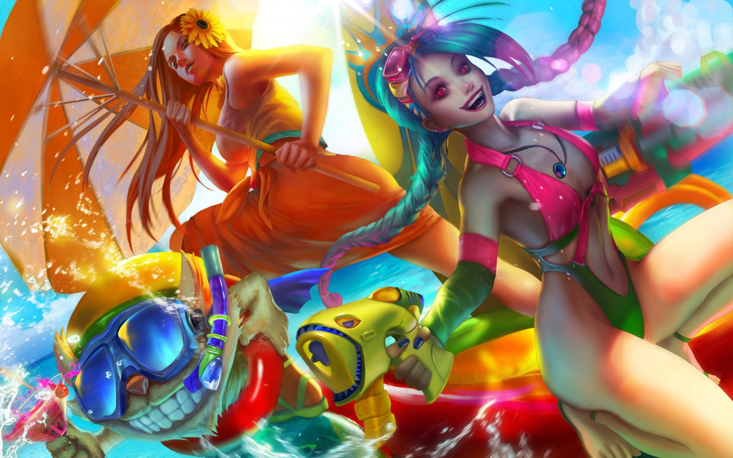 fantasy, jinx, skins, legends, warrior, league, 2K, art, hd, party, pool, HD Wallpaper