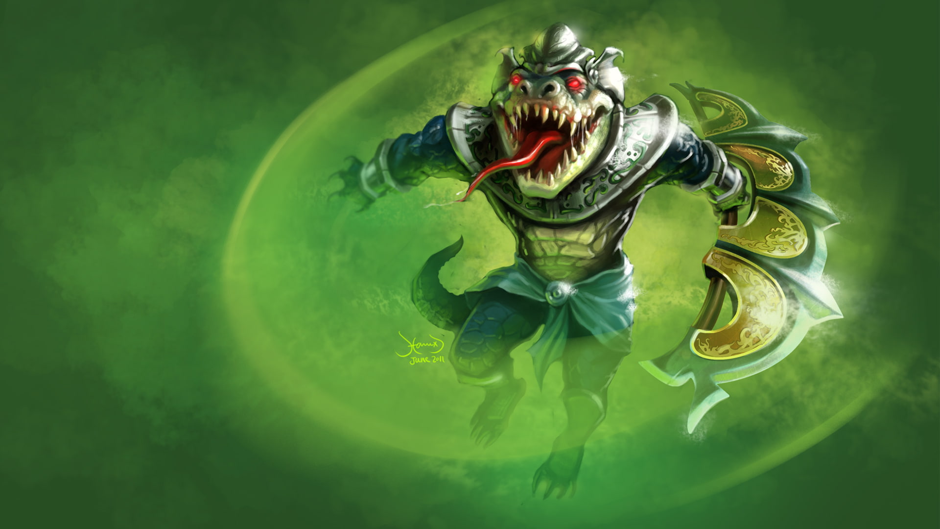 1080P, legends, video games, green, hd, league, renekton, HD Wallpaper