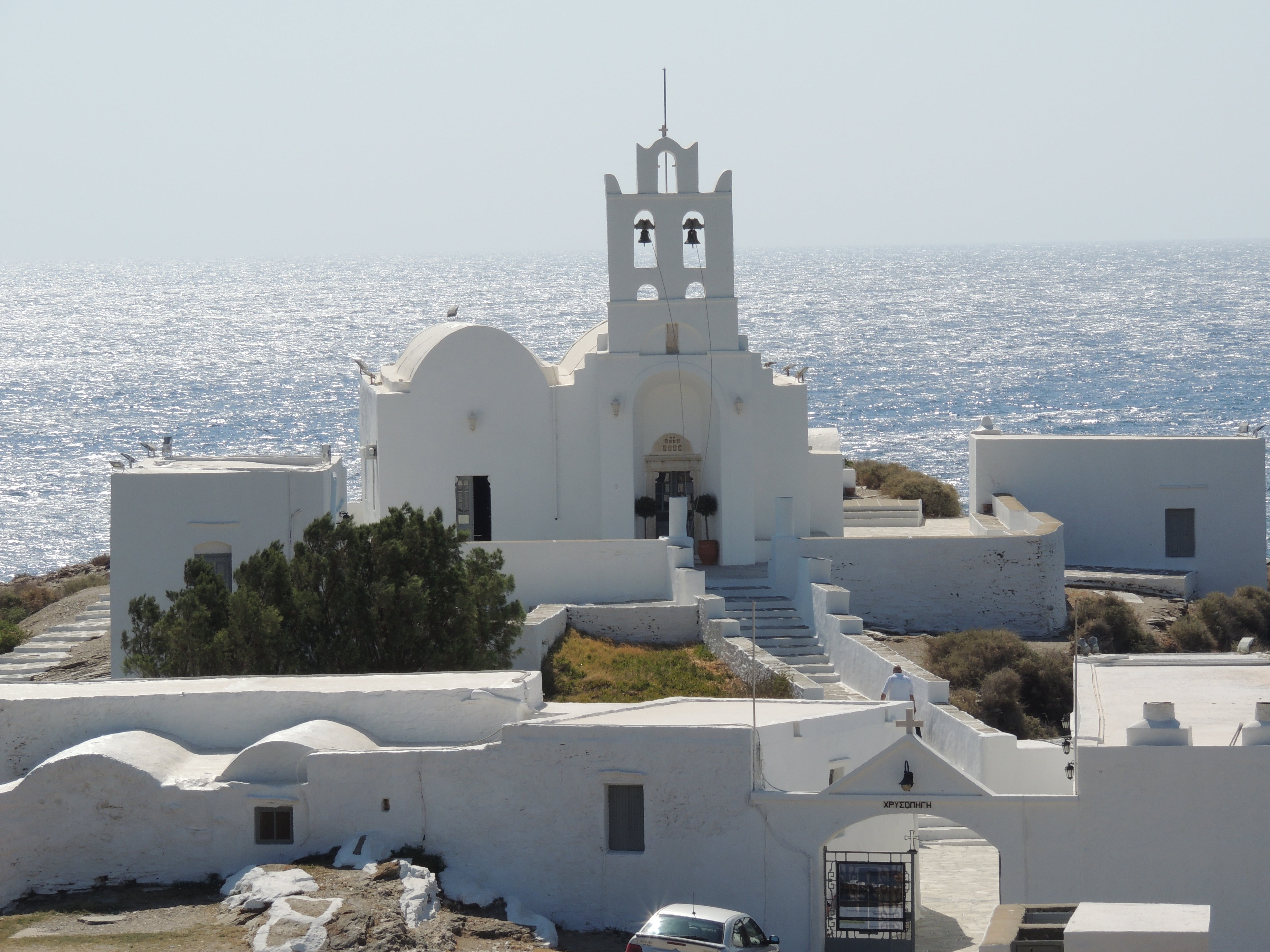 vacations, religion, greek Culture, chrisopigi monastery, oia, tower, city, cyclades Islands, place of worship, no people, building exterior, nature, monastery, HD Wallpaper
