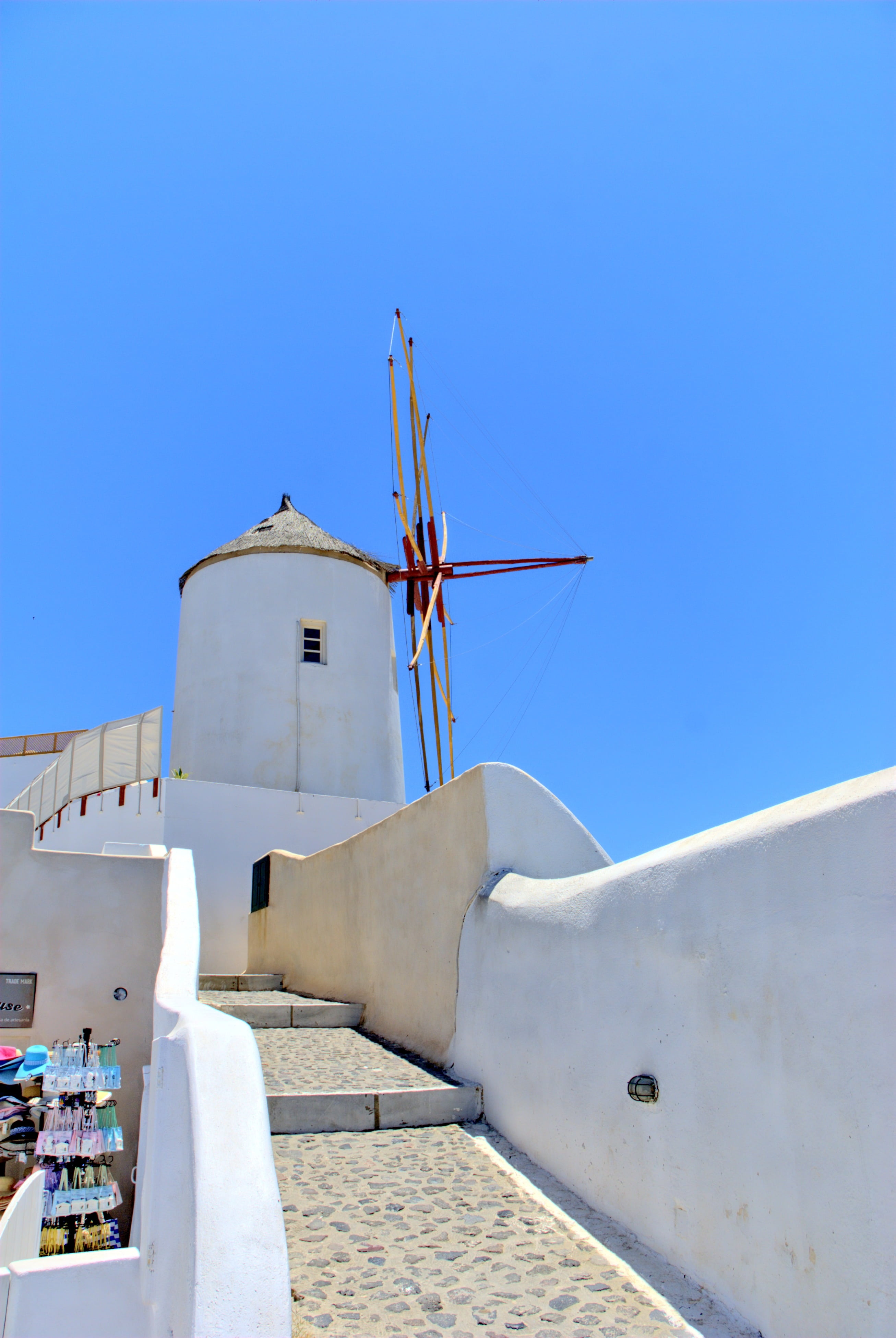 beach, architecture, cyclades Islands, building exterior, outdoors, europe, low angle view, clear sky, wind turbine, aegean Sea, environmental conservation, Phone HD Wallpaper