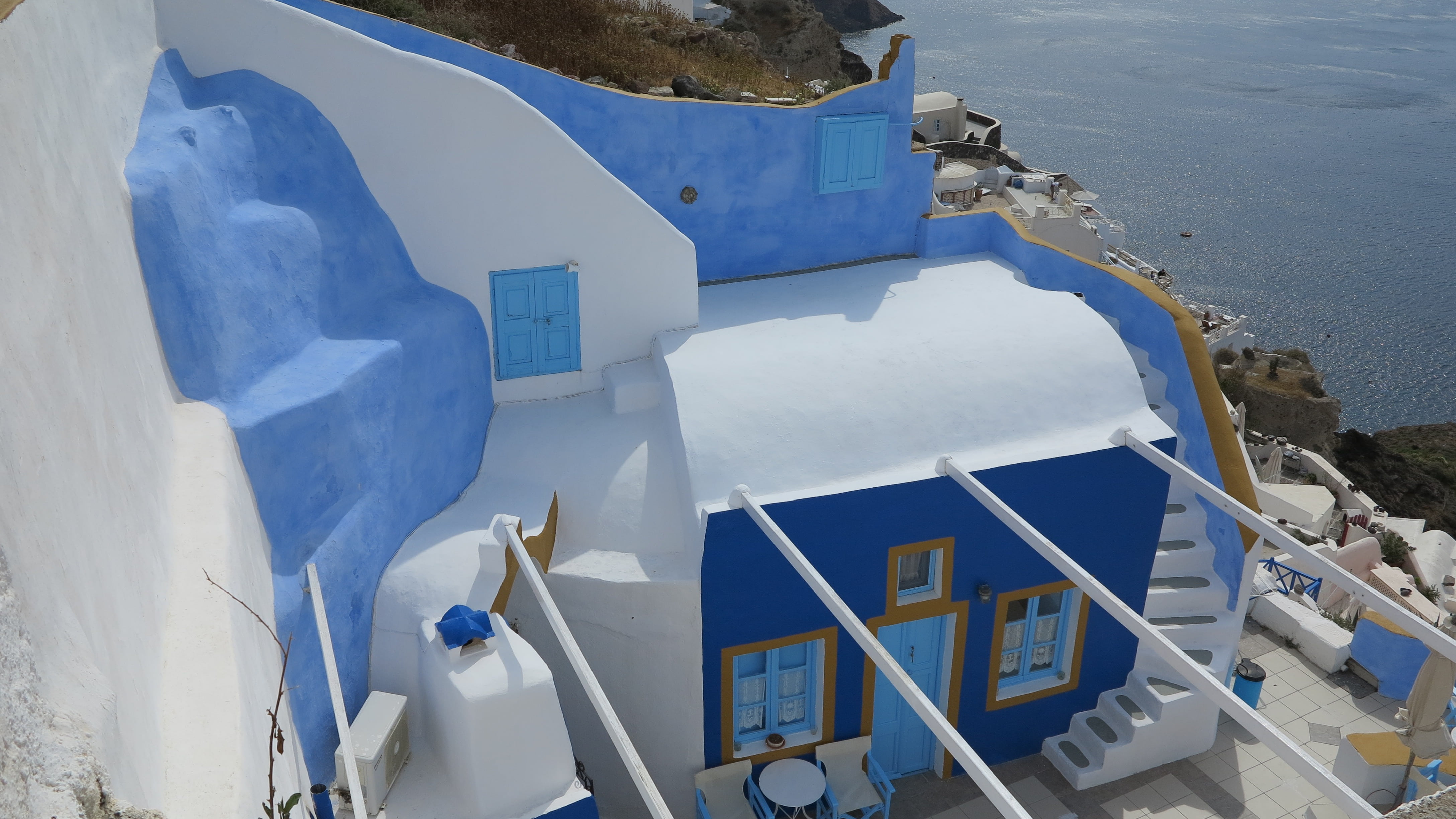 accidents and disasters, nature, mediterranean Sea, cyclades Islands, greece, day, travel, sky, greek Culture, building exterior, village, no people, firรก, HD Wallpaper