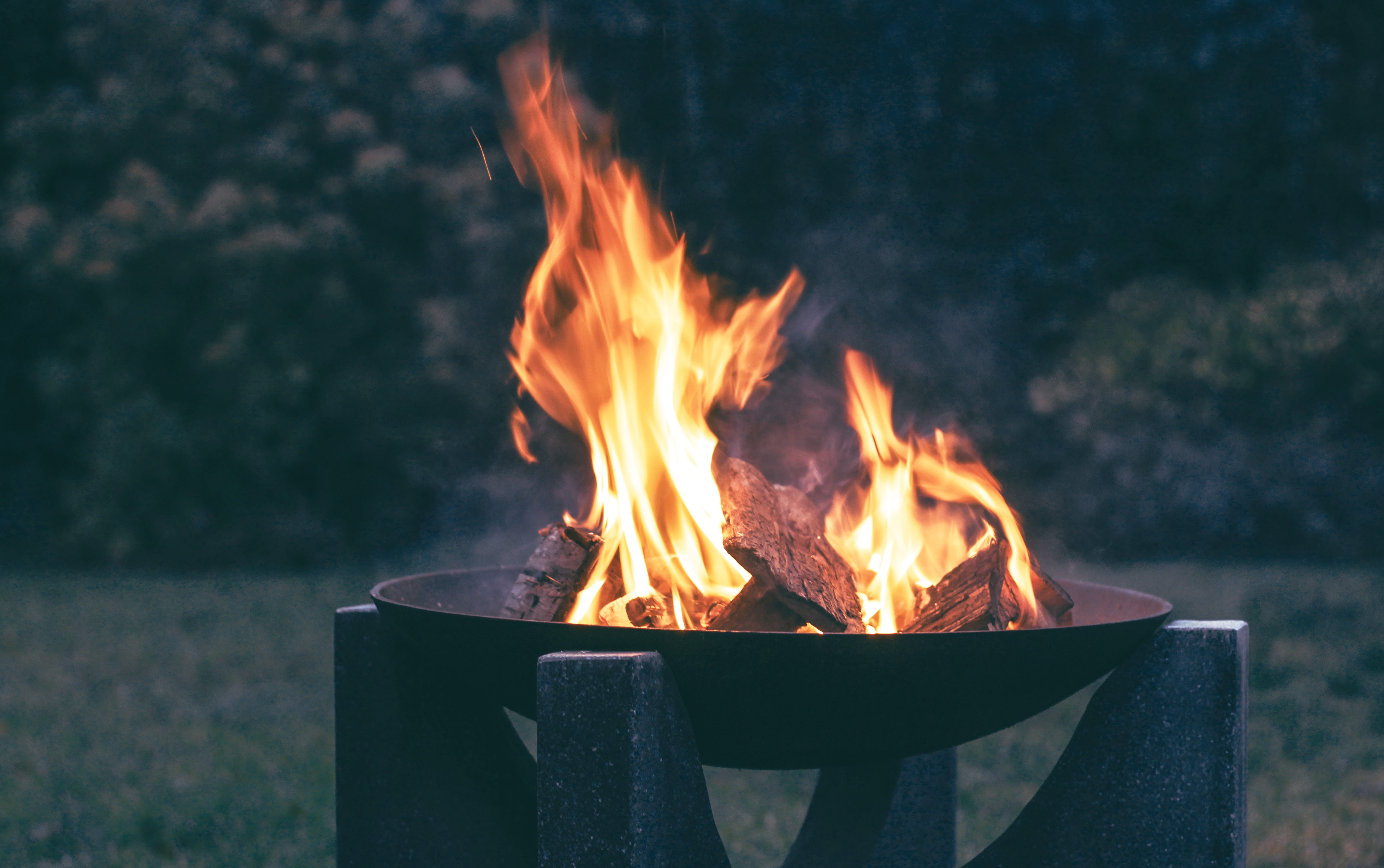 yard, focus on foreground, close-up, outdoors, burning, campfire, garden, fireplace, environment, firewood, long exposure, firepit, burn, bonfire, no people, HD Wallpaper