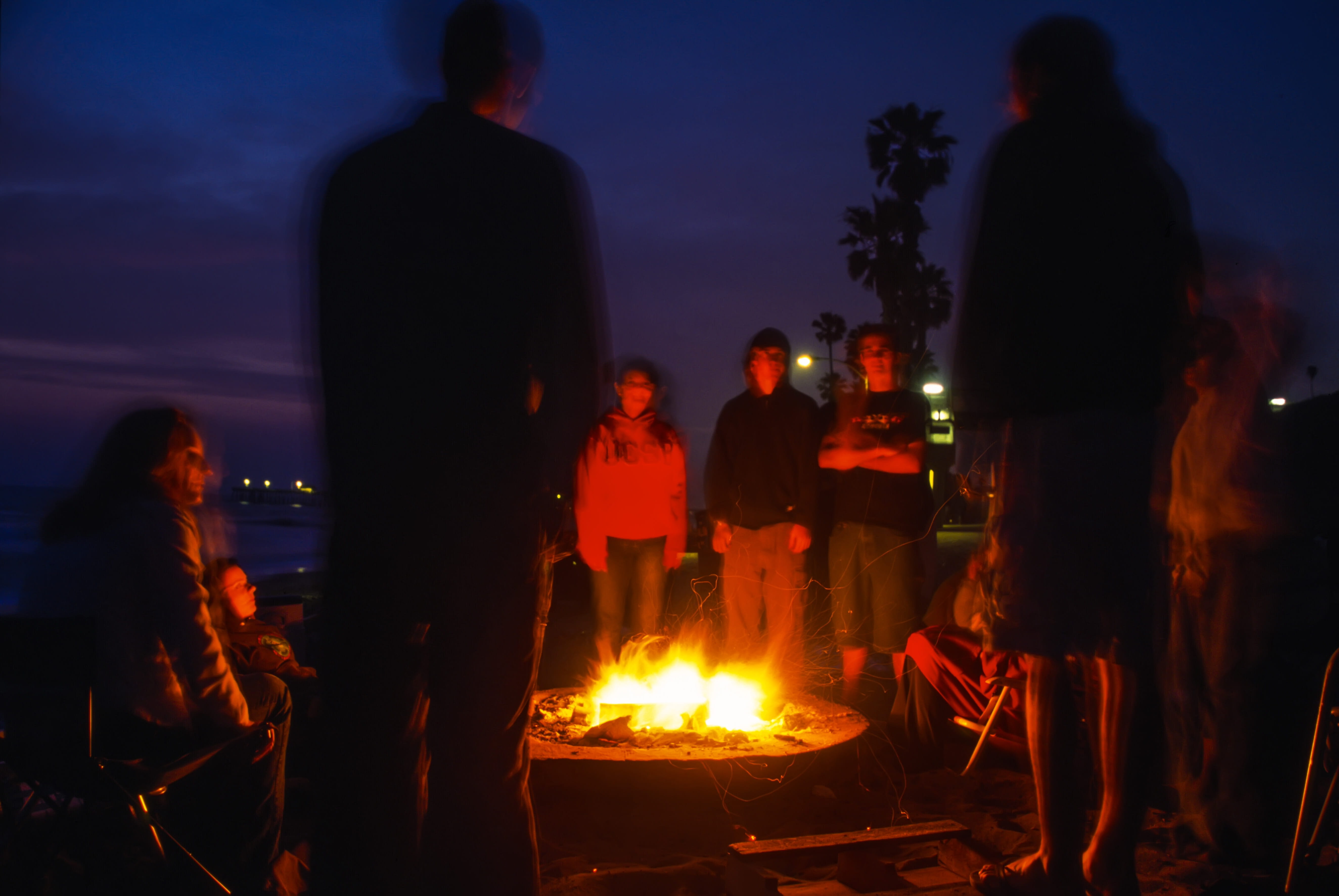 barbecue, heat - temperature, people, campfire, men, outdoors, fire, flame, 5K, shot on 35mm, shot on film, firepit, group, lifestyles, bonfire, fire - natural phenomenon, HD Wallpaper