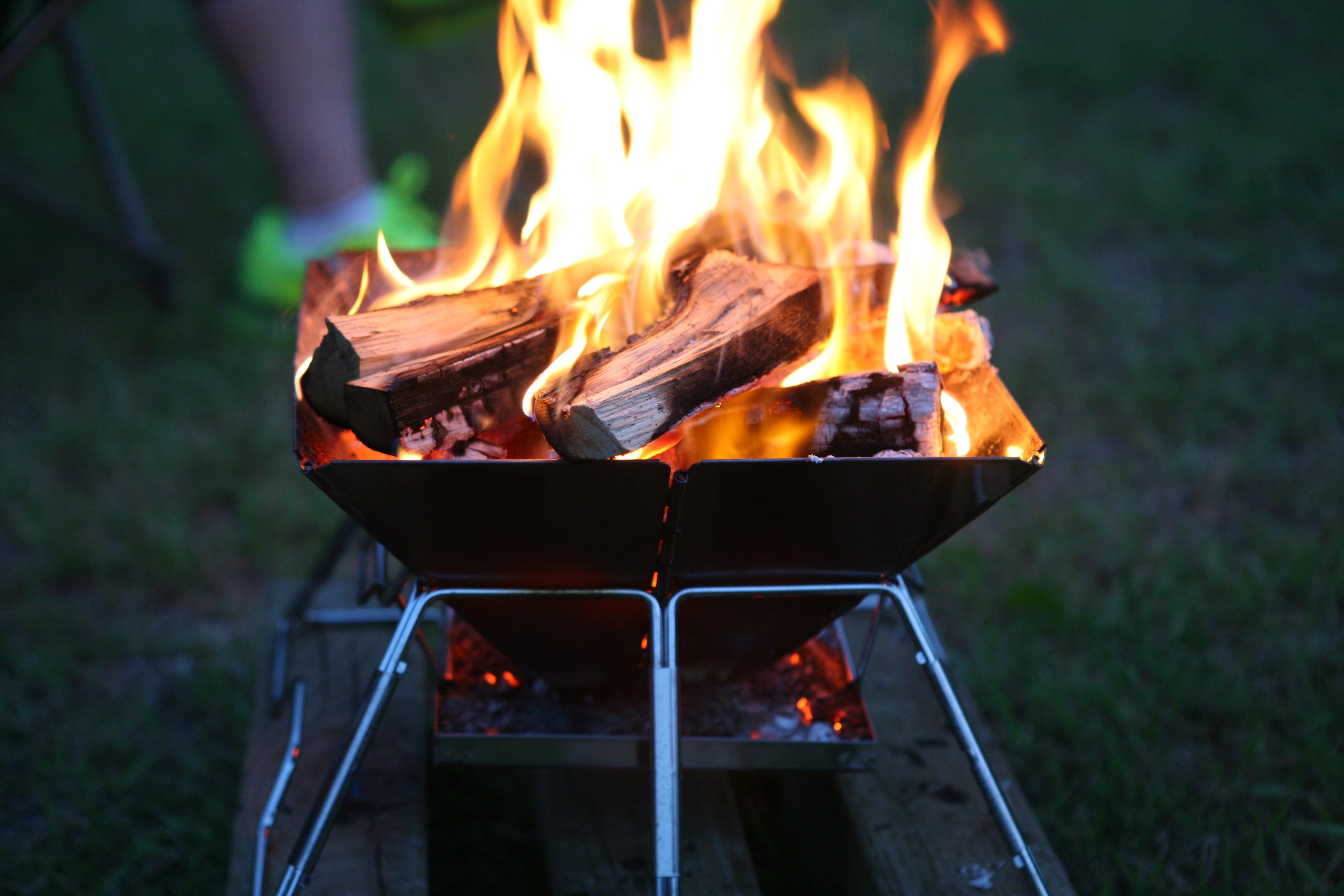 heat - Temperature, fireplace, outdoors, day, no people, fire - Natural Phenomenon, wood - material, close-up, motion, firewood, barbecue, focus on foreground, HD Wallpaper