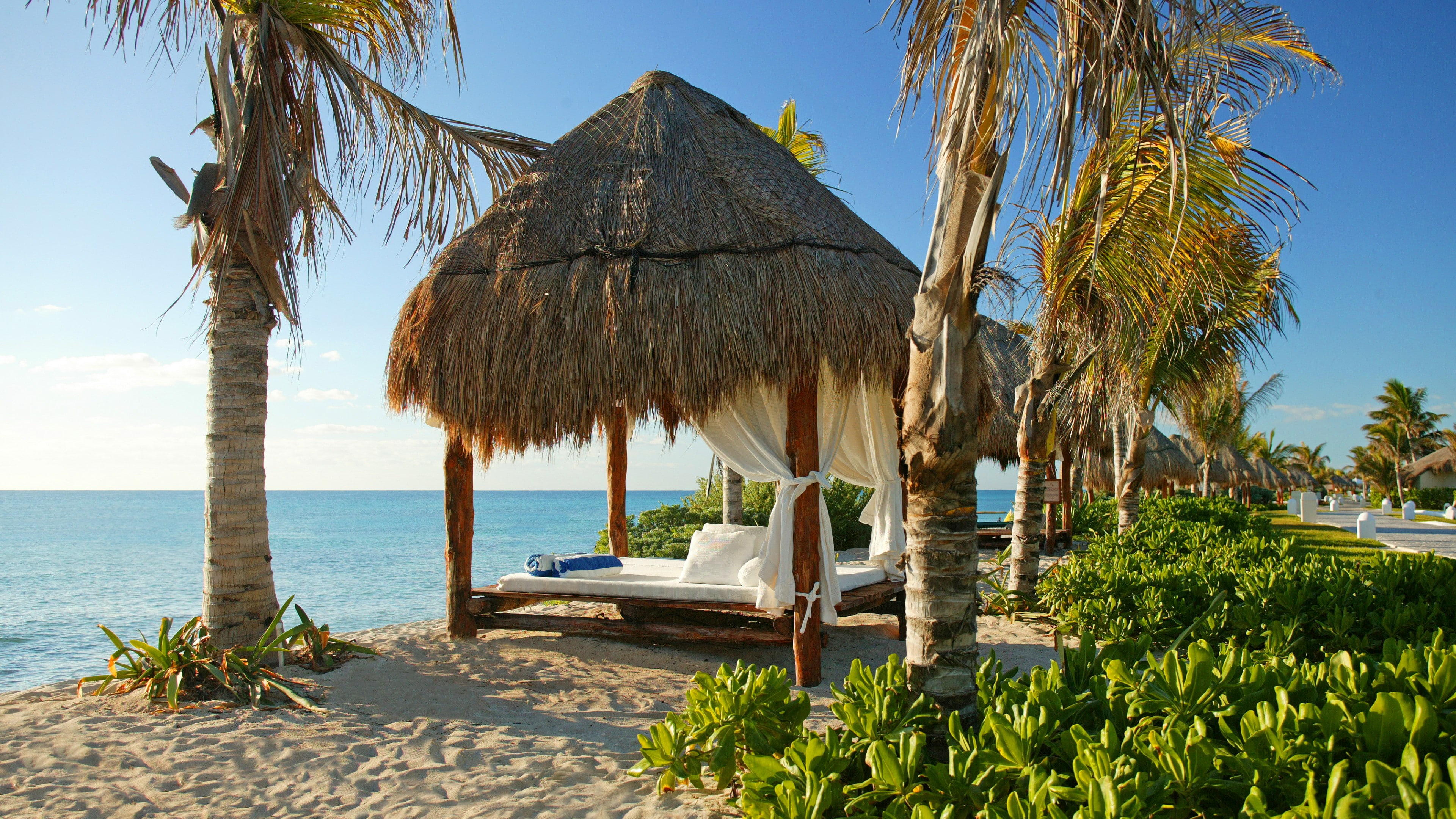 4K, Mexico, brown, vacation, beach, El Dorado Royale Spa Resort by Karisma, nipa, resort, cabanas, travel, Best Hotels of 2017, tourism, HD Wallpaper