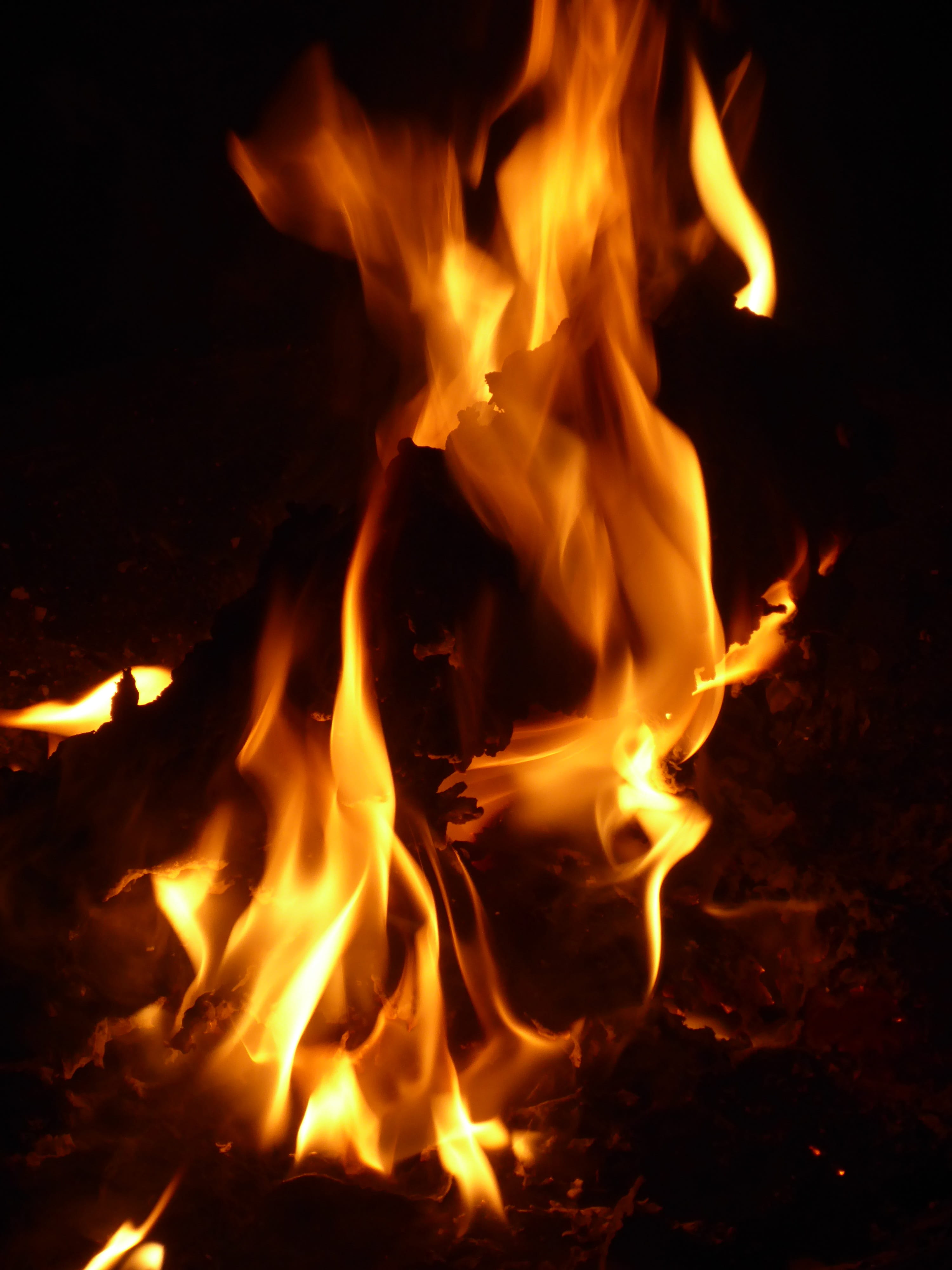heat - temperature, wood - material, long exposure, orange color, warning sign, glow, fire - natural phenomenon, campfire, blurred motion, outdoors, no people, Phone HD Wallpaper