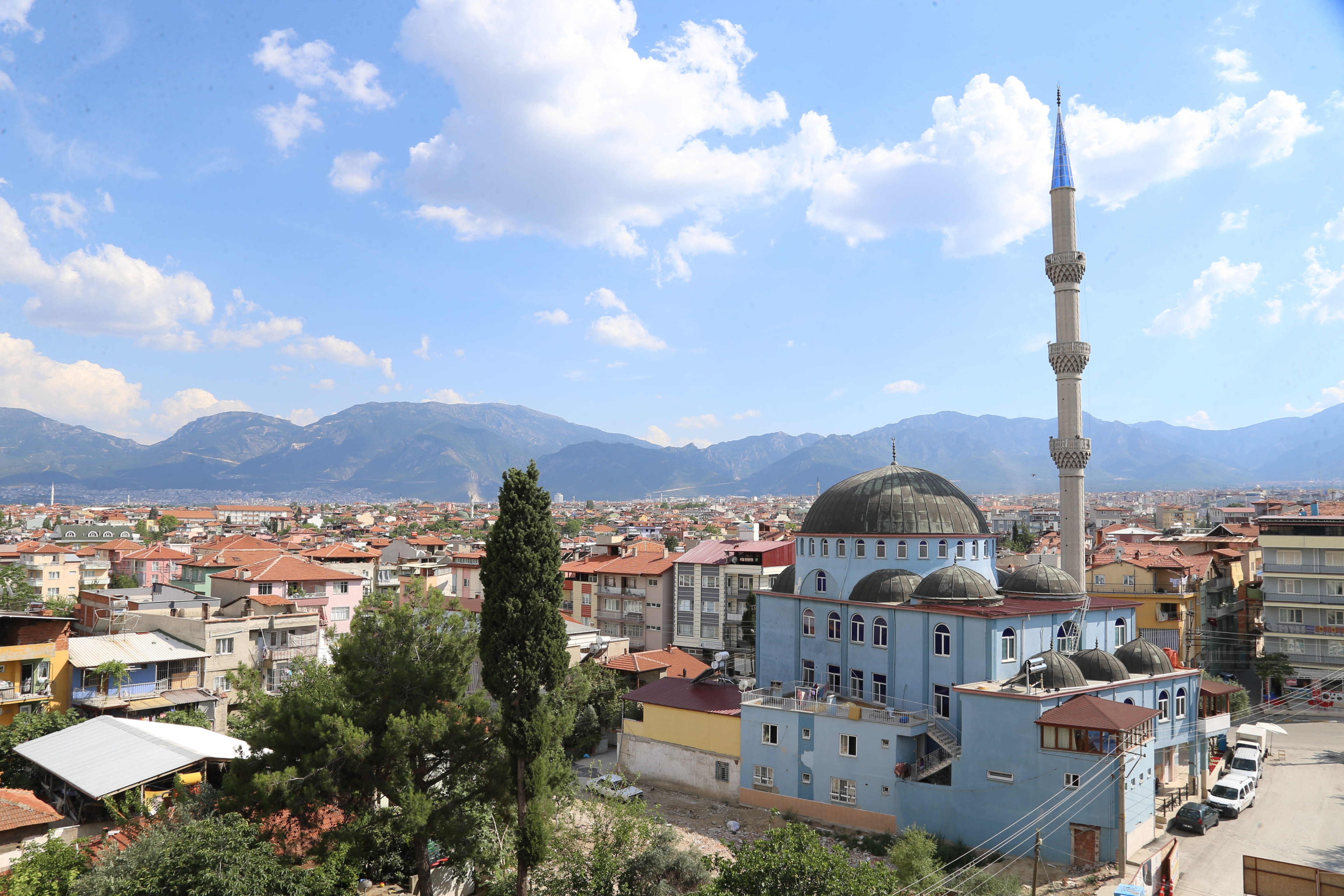 dokuzkavaklar quarter, place of worship, religion, townscape, dome, dokuzkavaklar mosque, mountain range, nature, travel destinations, city, built structure, HD Wallpaper