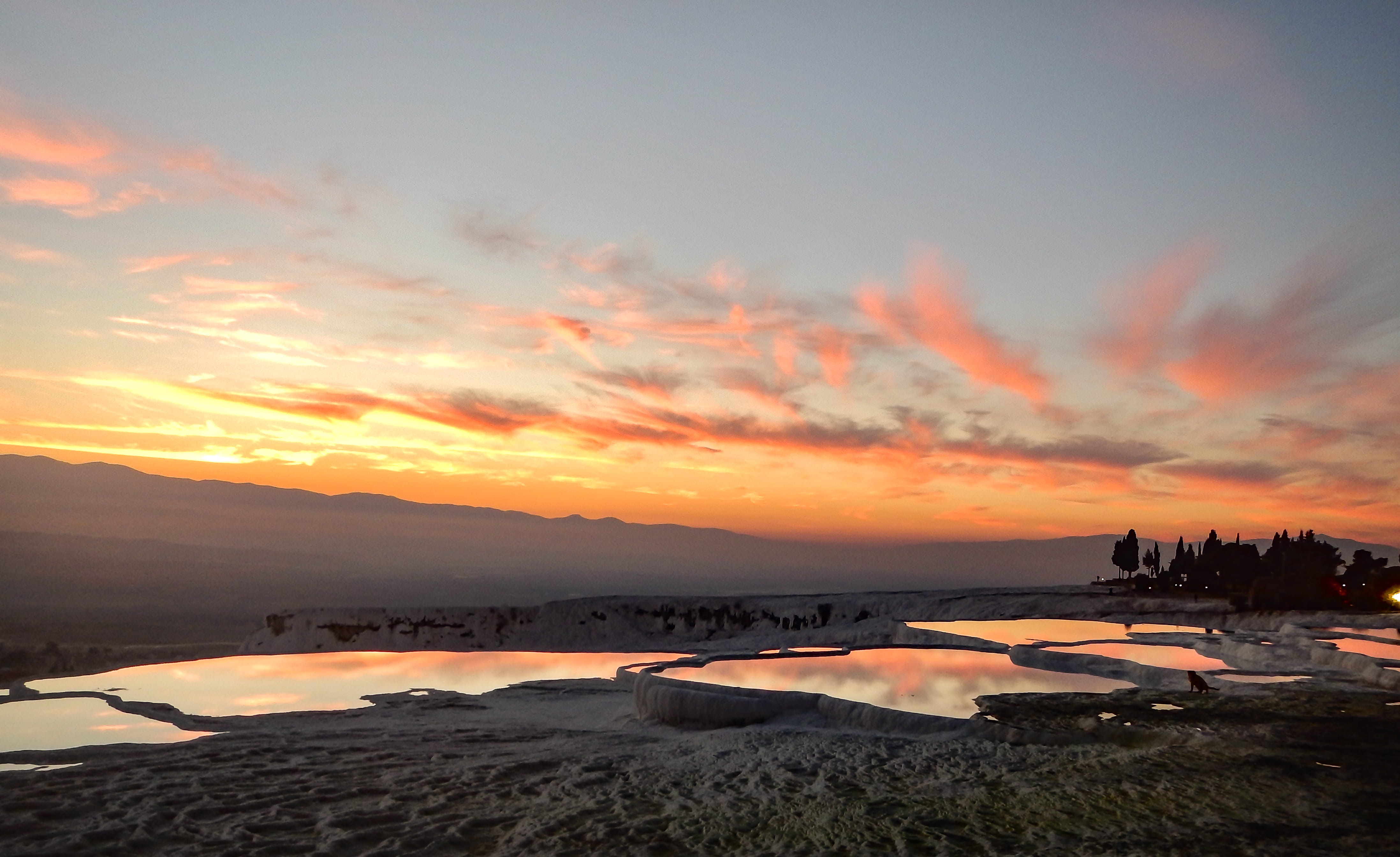 sunset, tranquil scene, dusk, pamukkale belediyesi, scenics - nature, no people, turkey, unnamed road, romantic sky, cloud - sky, sea, beach, mountain range, HD Wallpaper