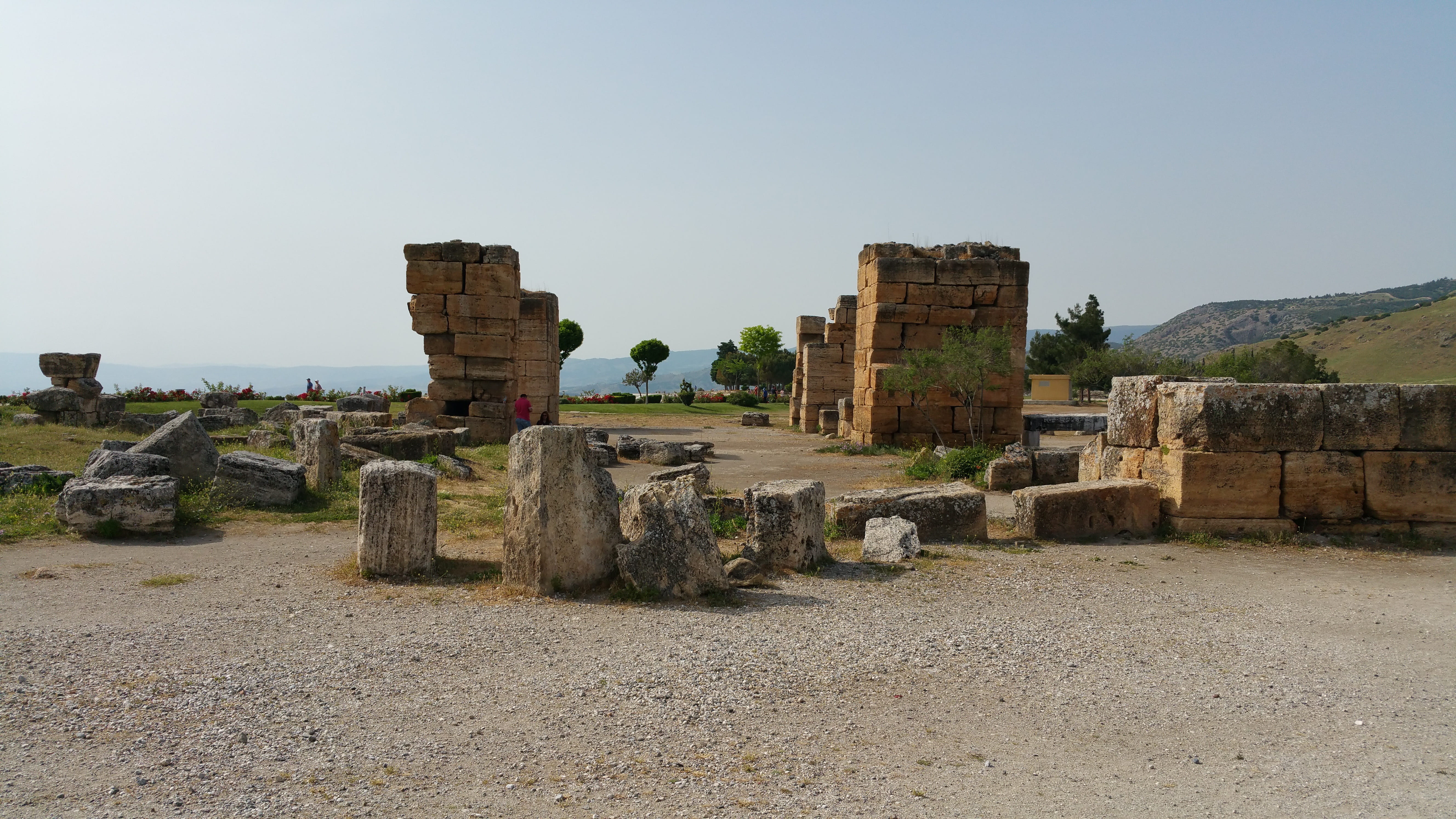 no people, history, ruined, 5K, Pamukkale, nature, field, sky, city, solid, clear sky, the past, old, travel destinations, Hierapolis, day, architecture, HD Wallpaper