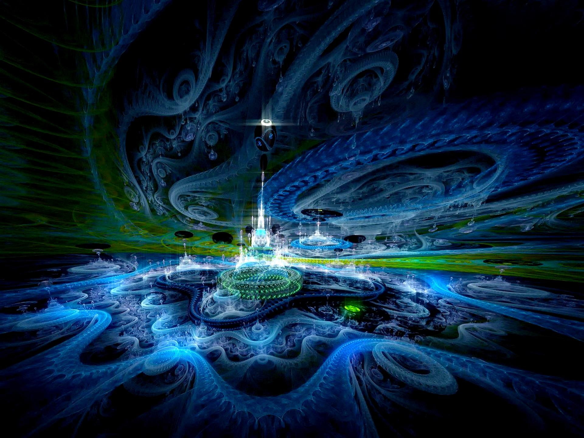 lightning, digital, 1080P, 3d and abstract, castle, design, HD Wallpaper