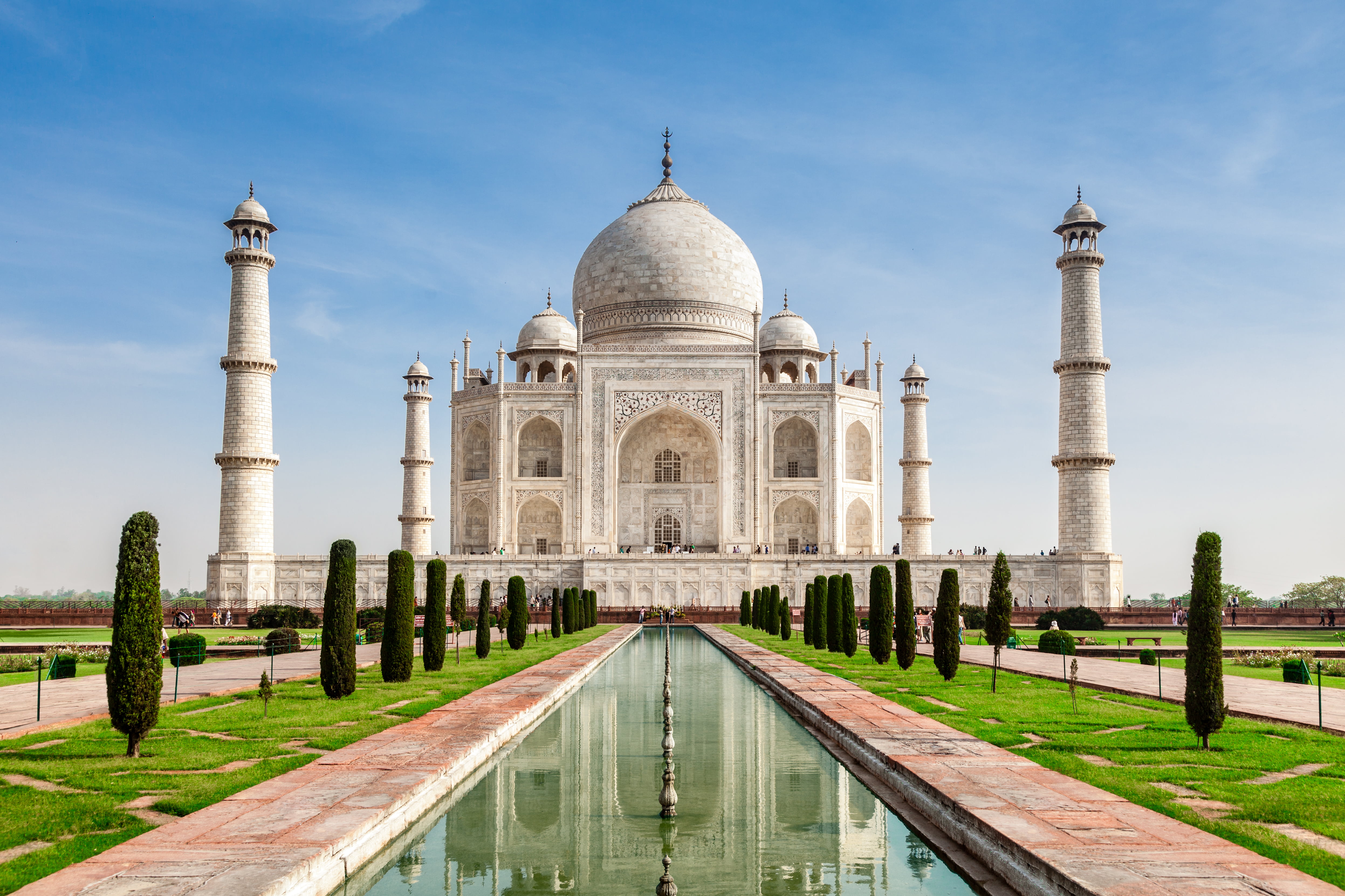 tomb, uNESCO World Heritage Site, treelined, taj, water, uttar Pradesh, islam, Agra, tourism, architecture, arch, monument, ancient civilization, famous Place, HD Wallpaper
