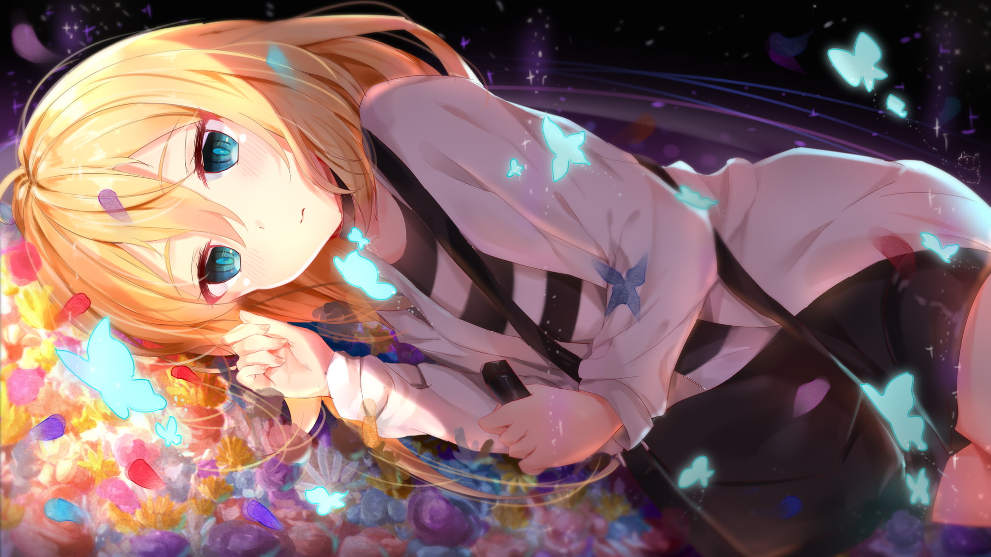 Lonely, human representation, creativity, Girl, art and craft, night, indoors, illuminated, Anime, toy, still life, close-up, 1080P, celebration, mammal, HD Wallpaper