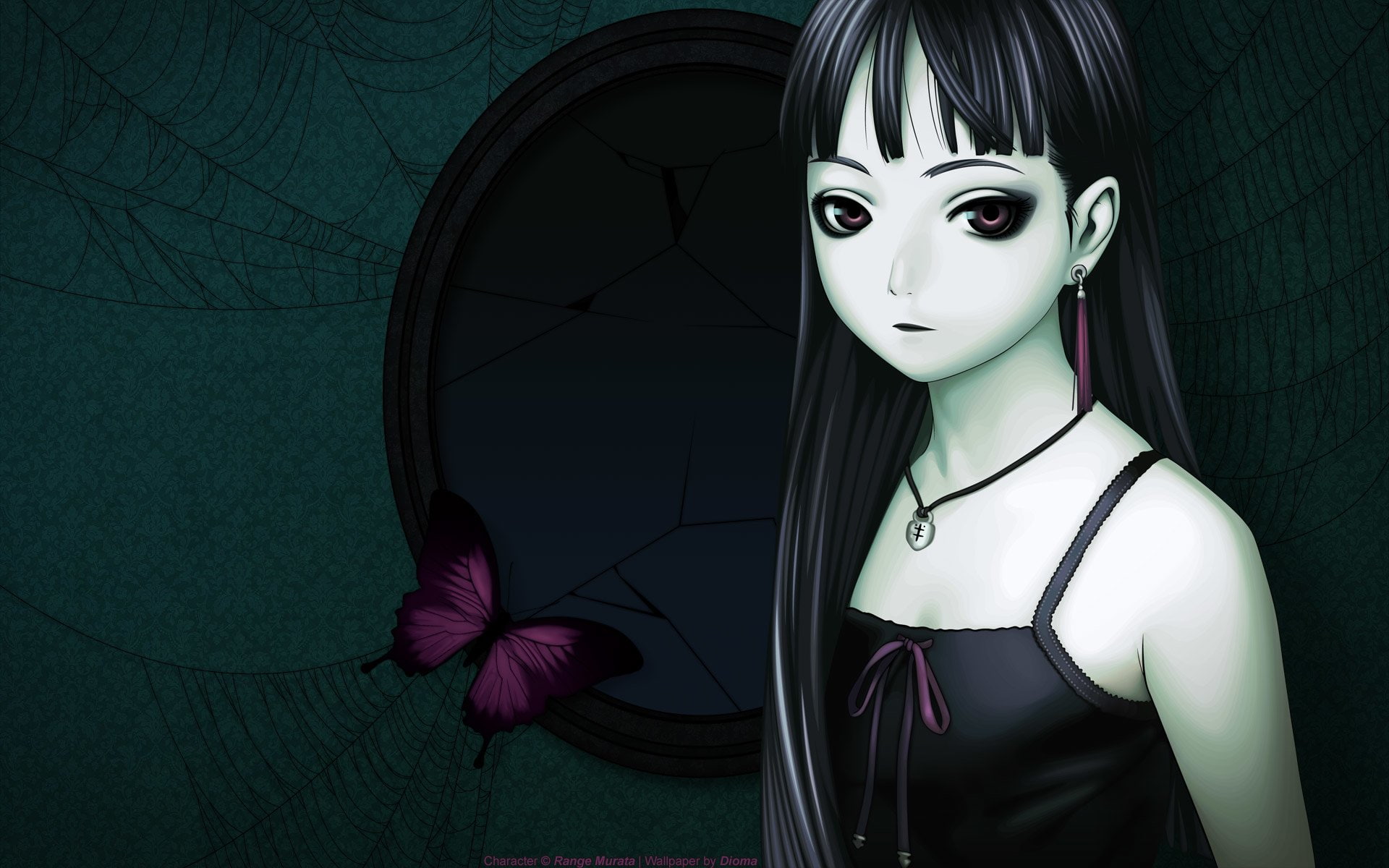 Black, Sad, Girl, Lonely, Butterfly, Spider Web, Gothic, Anime, Range Murata, 1080P, HD Wallpaper