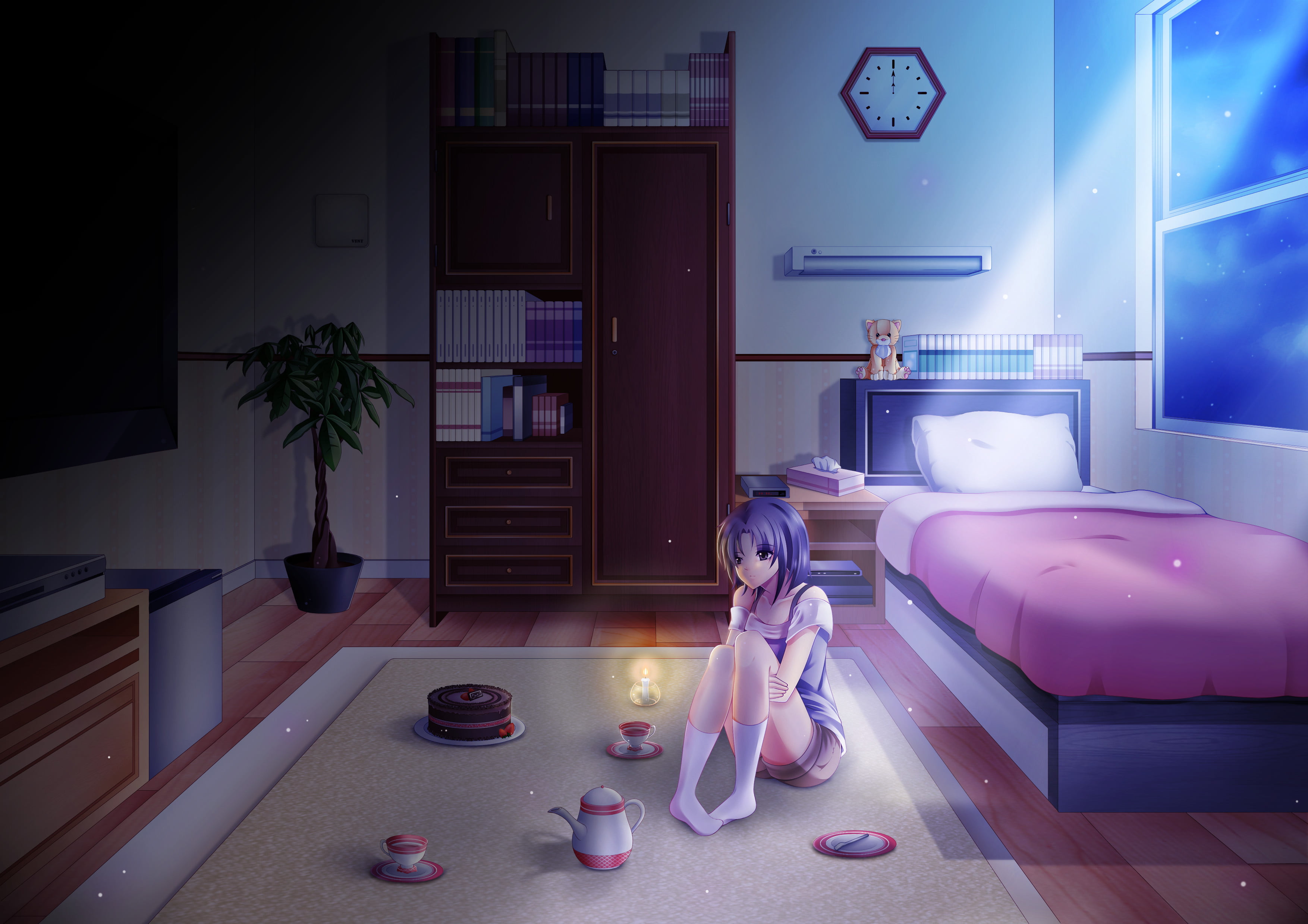 childhood, cake, room, sofa, watch, child, home Interior, one person, comfortable, innocence, living Room, people, character, illustration, illuminated, HD Wallpaper