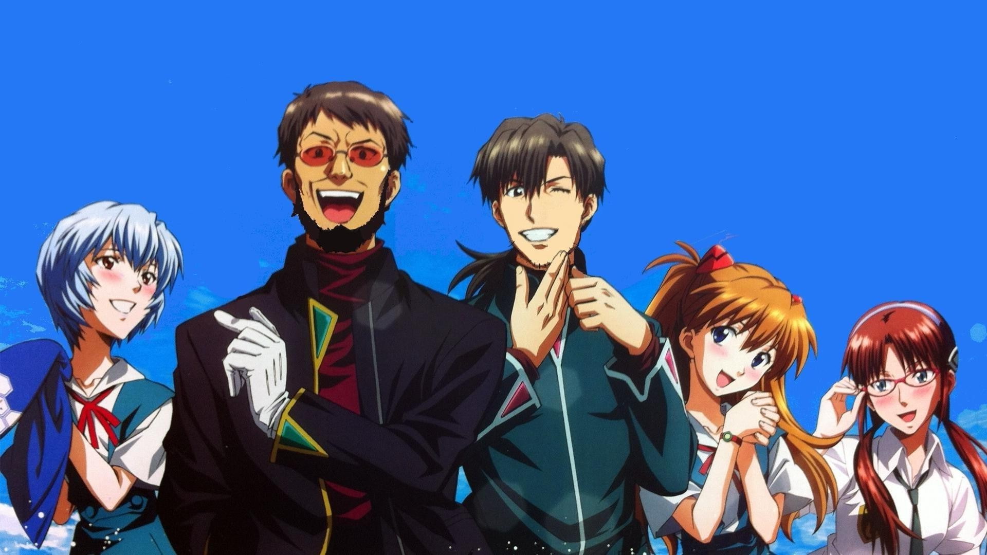 Gendo Ikari, Makinami Mari Illustrious, Neon Genesis Evangelion, Asuka Langley Soryu, 1080P, Ryoji Kaji, anime, Ayanami Rei, HD Wallpaper
