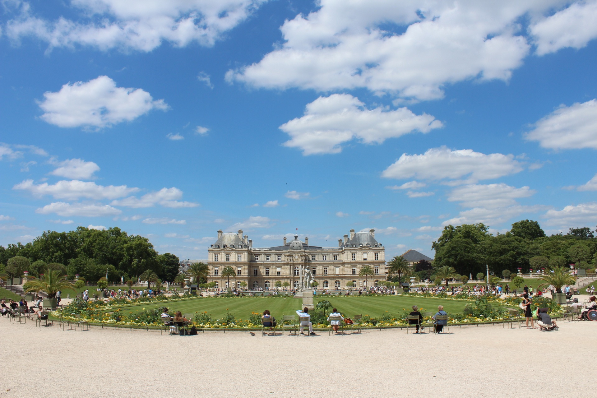 plant, built structure, cloud, nature, architecture, grass, people, paris, tree, sky, 1080P, women, outdoors, building, day, park, men, cloud - sky, field, HD Wallpaper