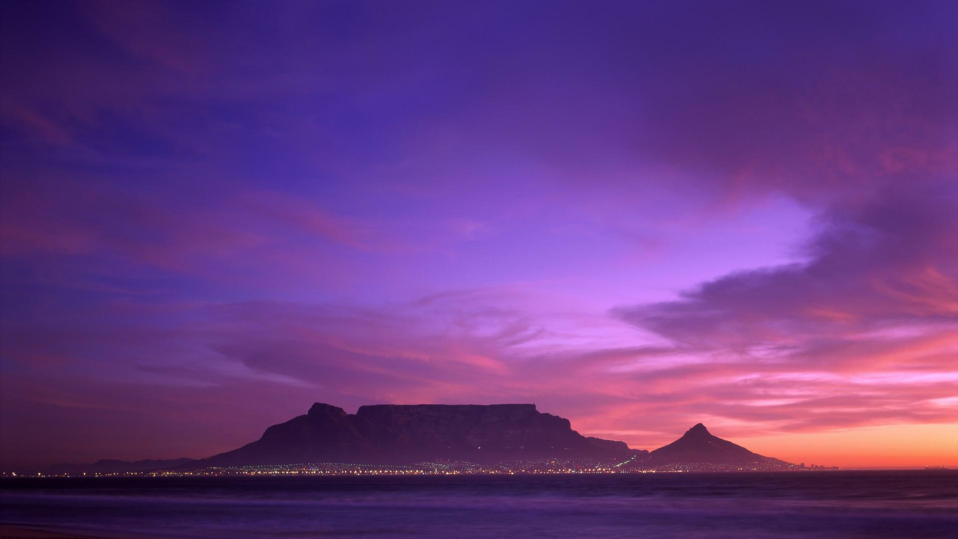 water, land, cloud - sky, sky, table, bay, night, nature, sunset, beauty in nature, no people, sea, 1080P, pink color, beach, africa, outdoors, scenics - nature, HD Wallpaper