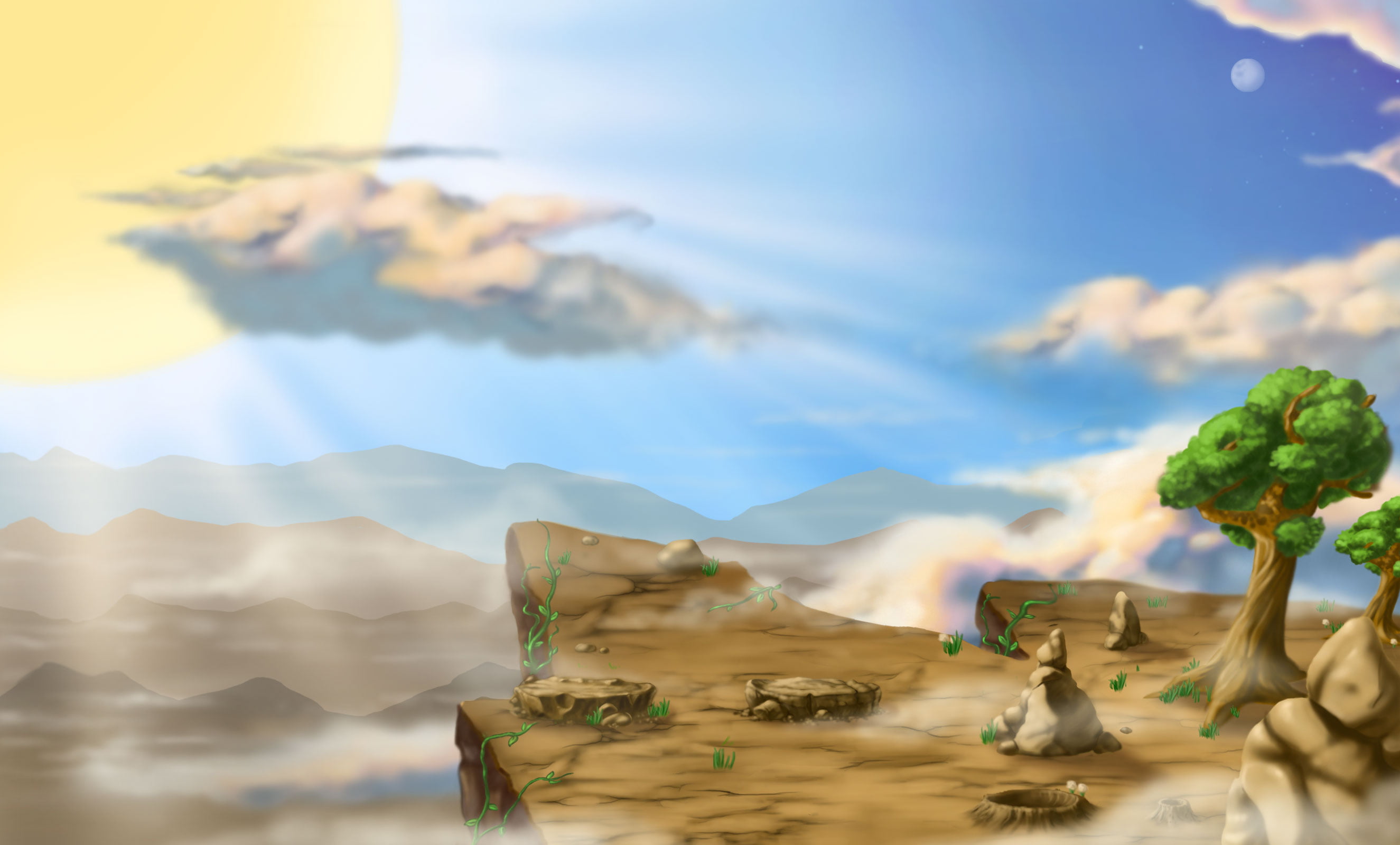 sky, freshness, food, water, focus on foreground, table, day, selective focus, mountain, beauty in nature, close-up, scenics - nature, leaf, Video Game Art, HD Wallpaper