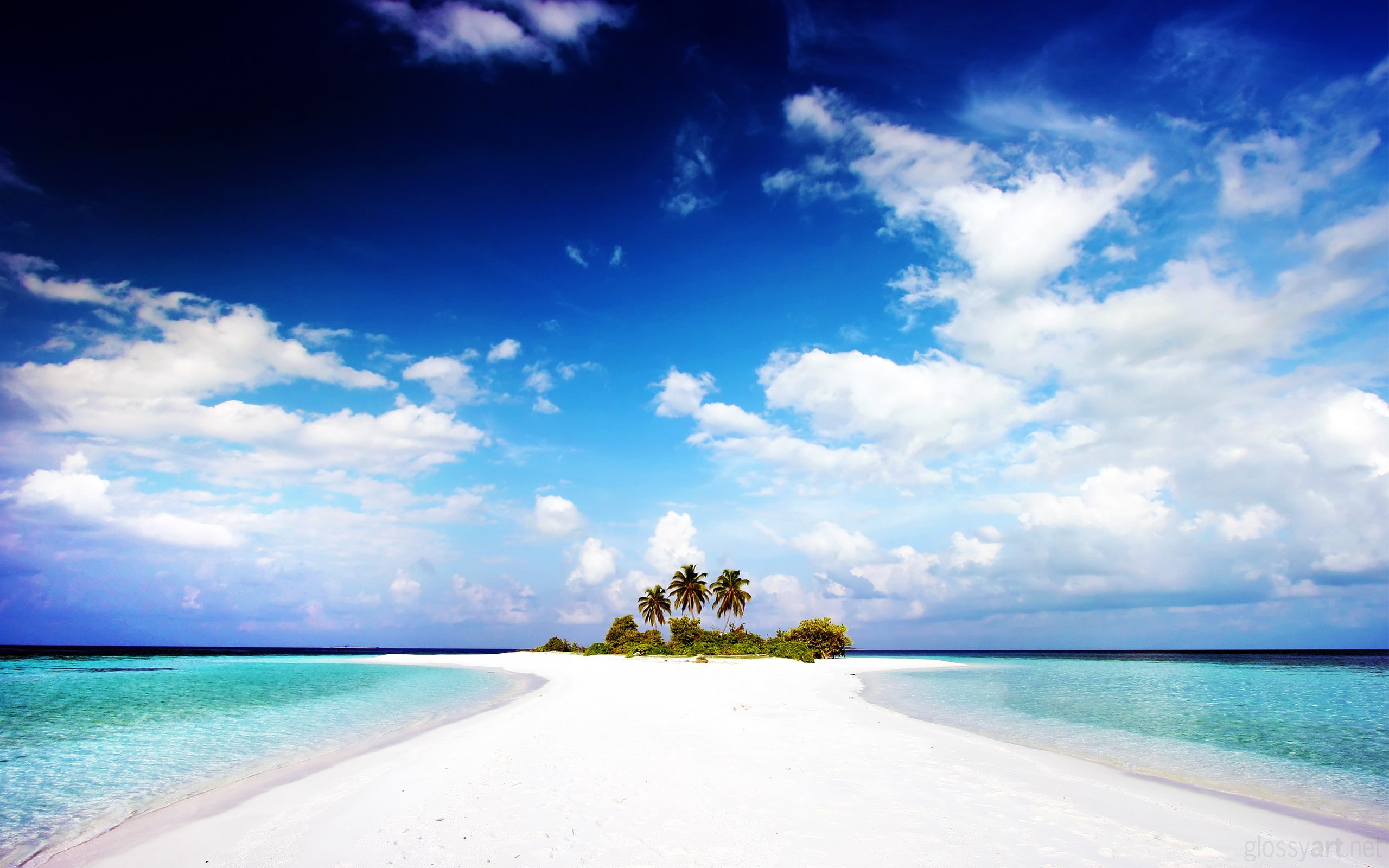 2K, beach, sky, sand, landscape, sea, tropical, water, photography, clouds, nature, island, HD Wallpaper