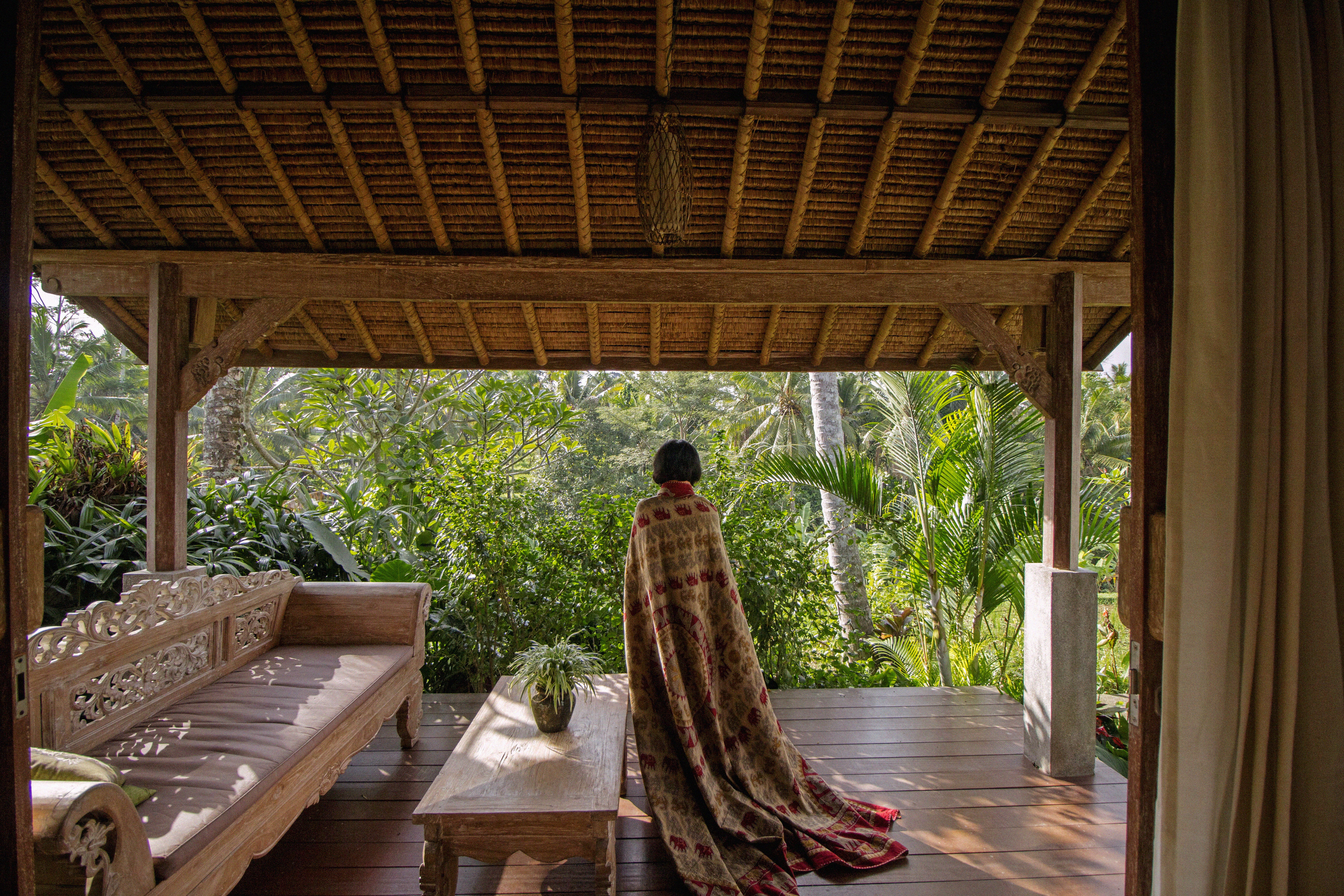 hut, casual clothing, 5K, architectural column, person, nature, built structure, indoors, sari, lifestyles, clothing, wood - material, porch, young adult, HD Wallpaper