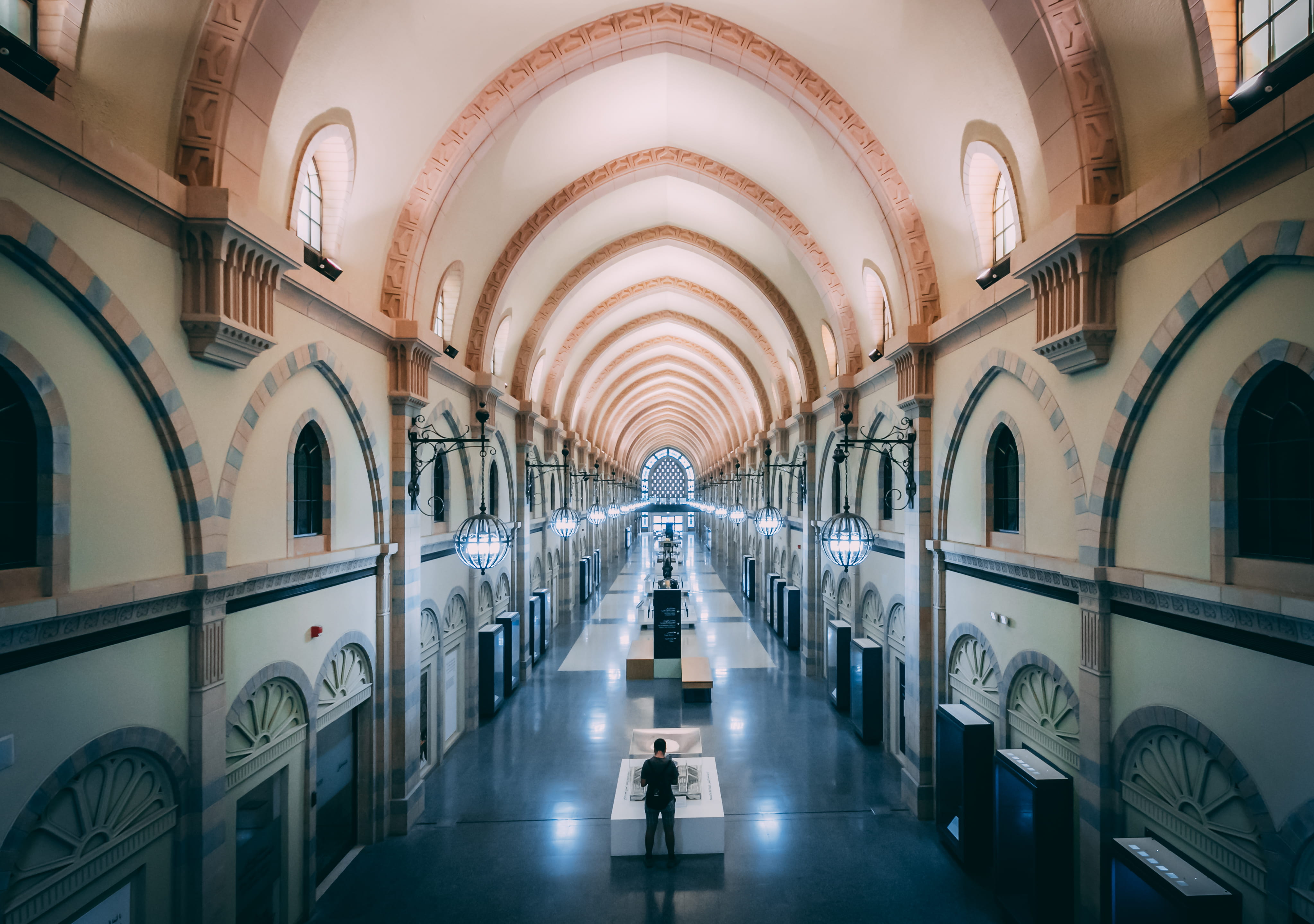 indoors, museum, architecture, real people, people, spirituality, crypt, built structure, illuminated, arch, the way forward, diminishing perspective, interior design, HD Wallpaper