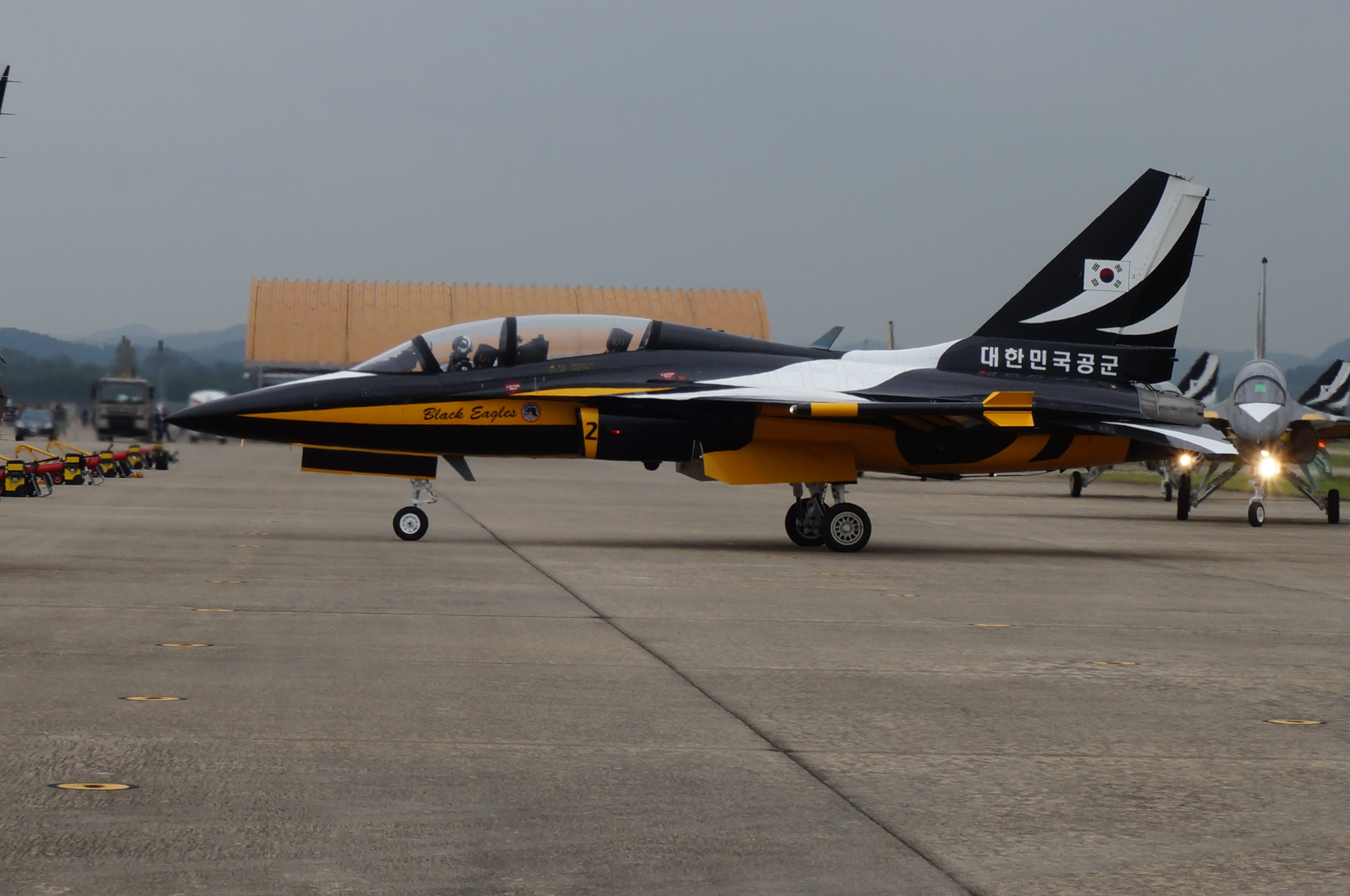 transportation, day, no people, military airplane, mode of transportation, stationary, airport, black eagles, aerospace industry, republic of korea, sky, HD Wallpaper
