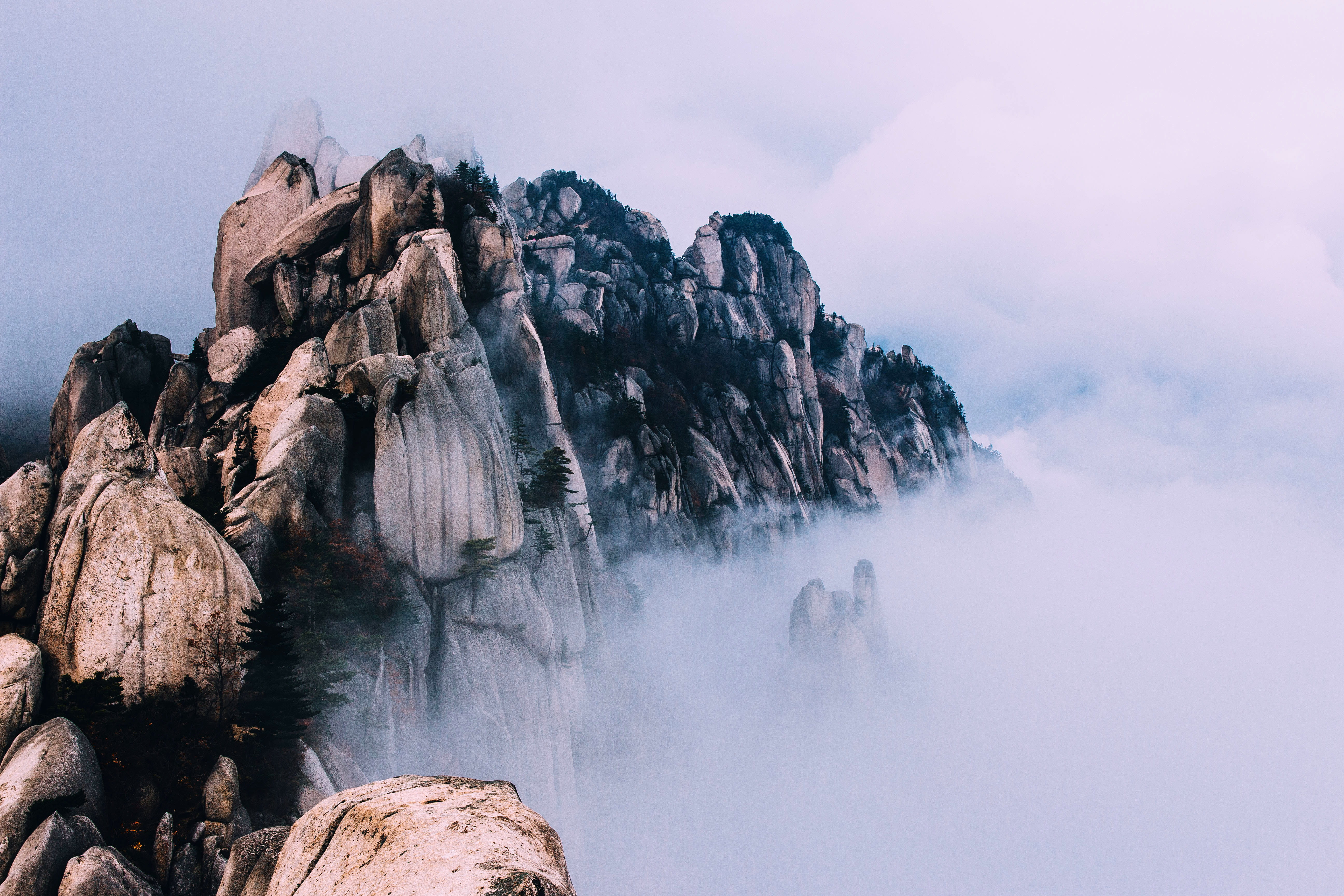 environment, nature, mist, sky, travel, outdoors, gun, blue, cliff, ice, snow, rock - Object, Mountains, activity, scenics, scenics - nature, no People, HD Wallpaper