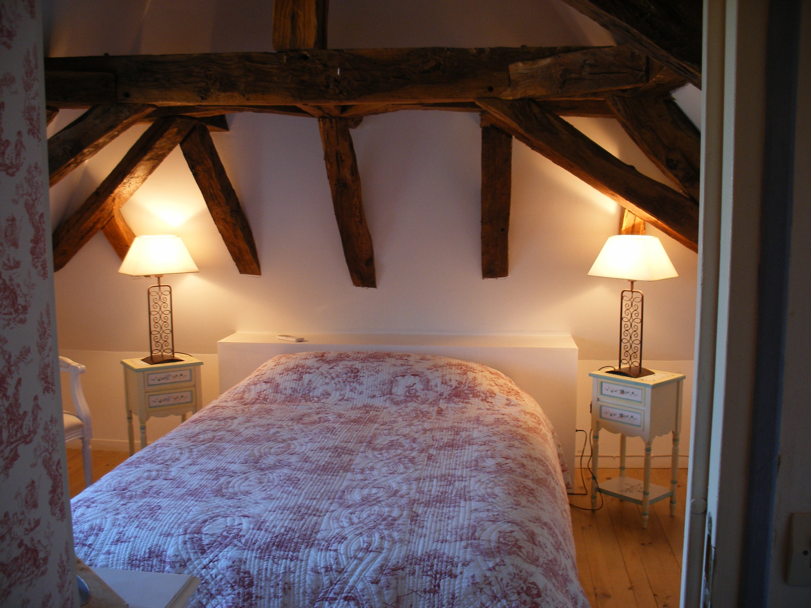 room, building, built structure, eaves, bedroom, ceiling, rustic, window, illuminated, lighting equipment, bed, indoors, light, hotel room, electric lamp, HD Wallpaper