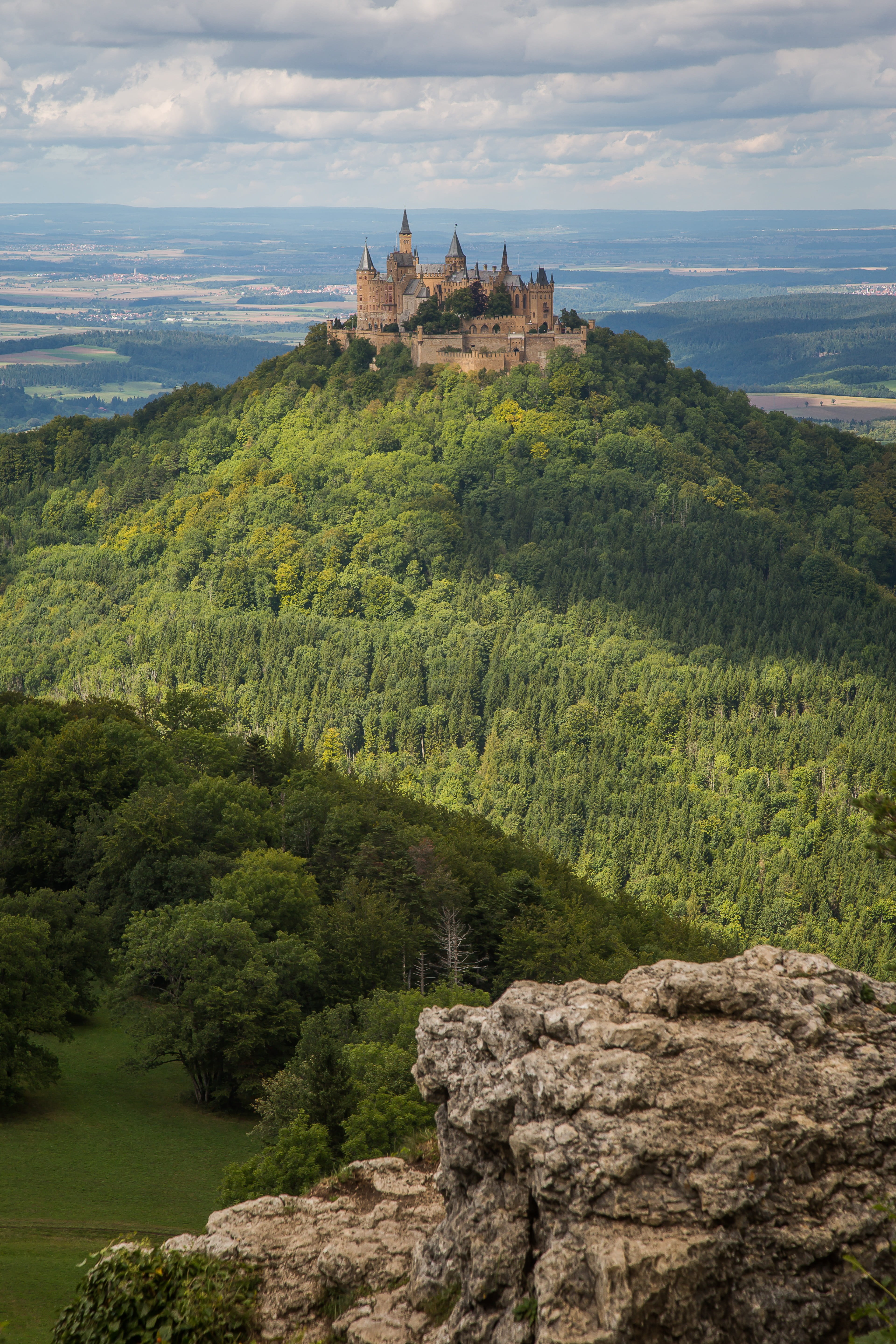 swabian alb, tree, hechingen, tranquil scene, growth, environment, hohenzollern castle, cloud - sky, built structure, day, architecture, 5K, sky, zollernalb, Phone HD Wallpaper