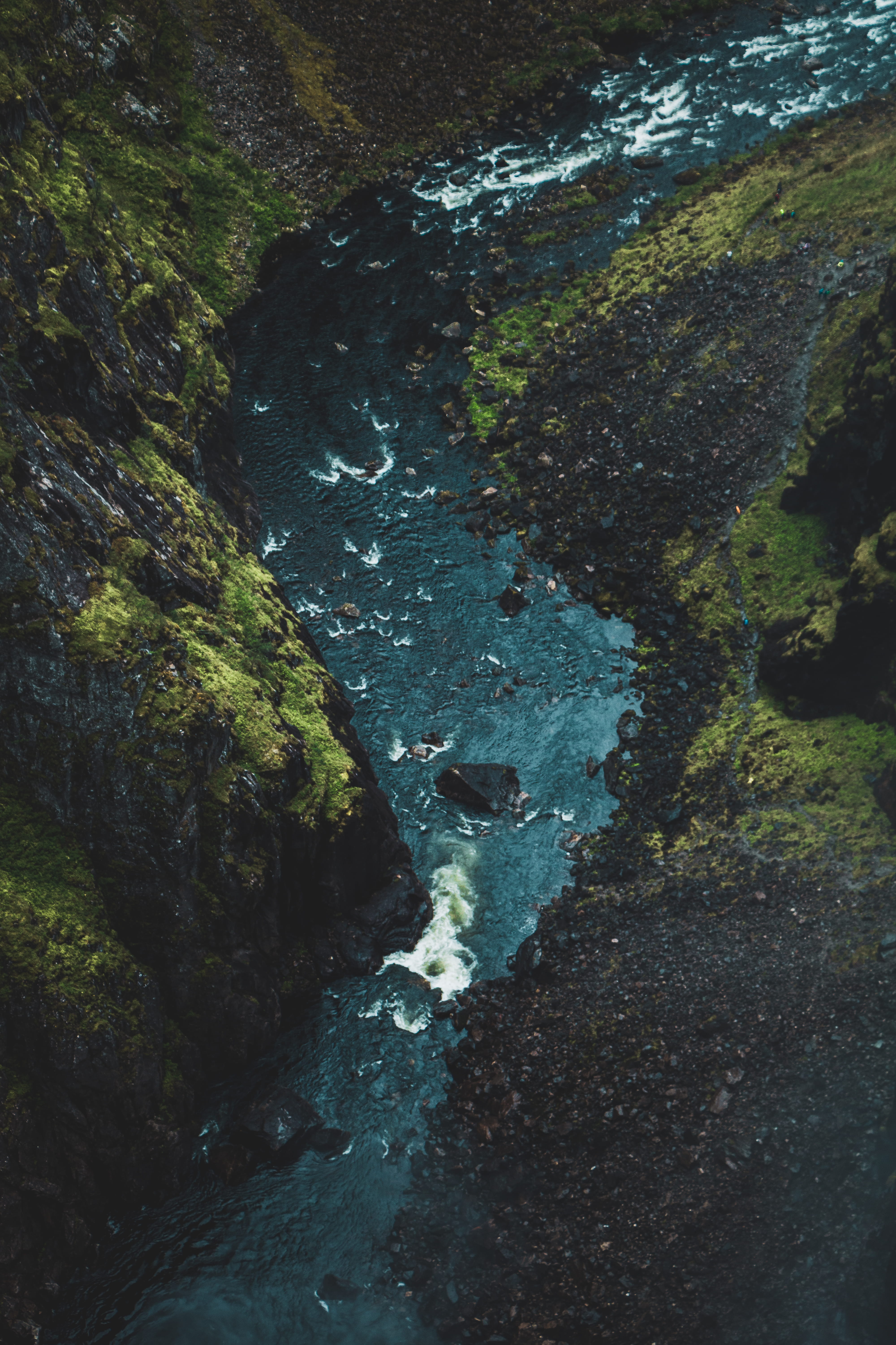 scenery, scenics - nature, algae, flowing, cliff, nordic, outdoors, water, waterfall, aerial, view, land, top, cold, norway, vegetation, nature, green, Phone HD Wallpaper