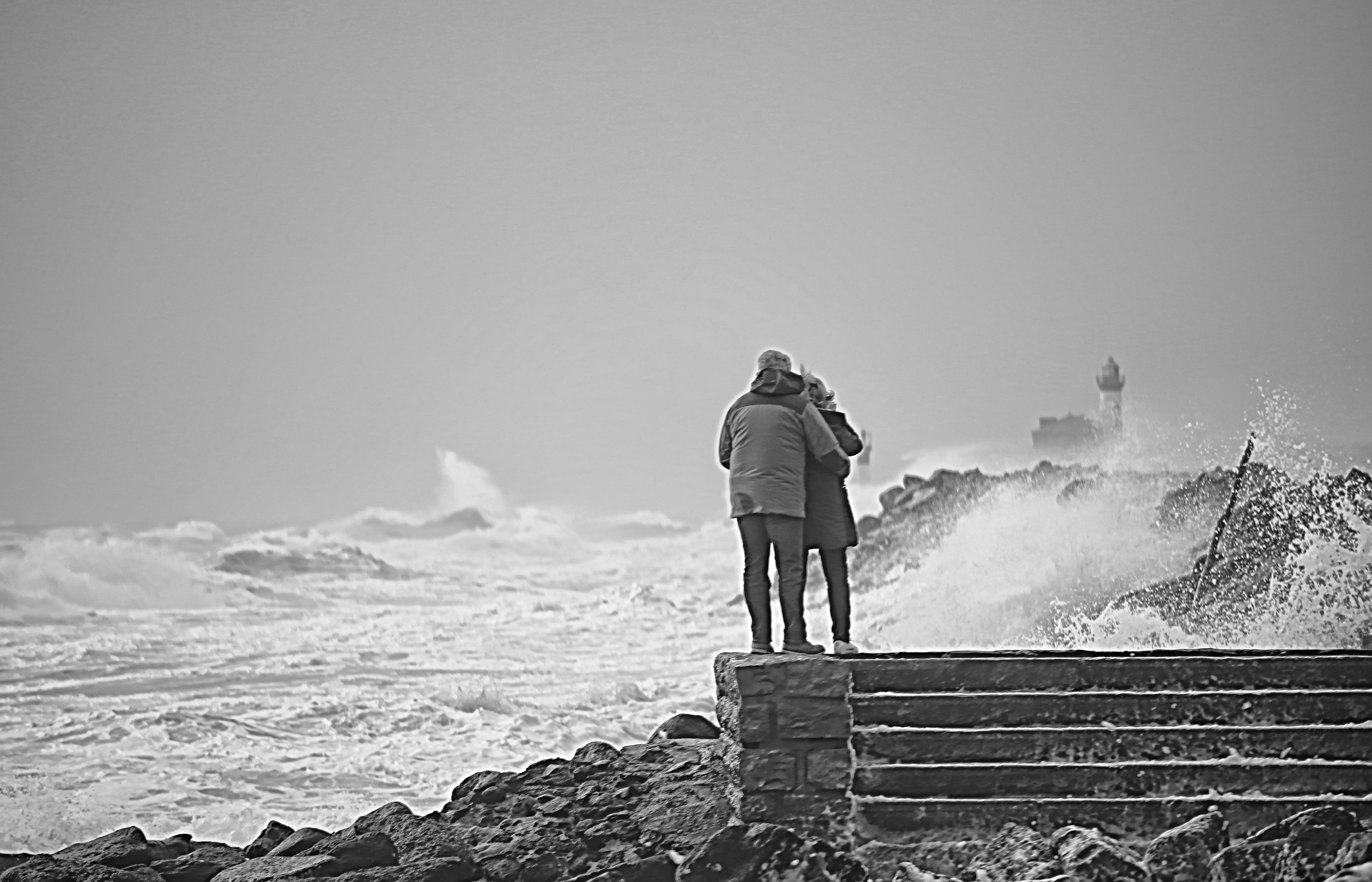 movement, 5K, nature, seascape, wave, storm, sky, winter, adult, clear sky, adventure, vacations, backpack, water, warm clothing, holiday, motion, outdoors, HD Wallpaper